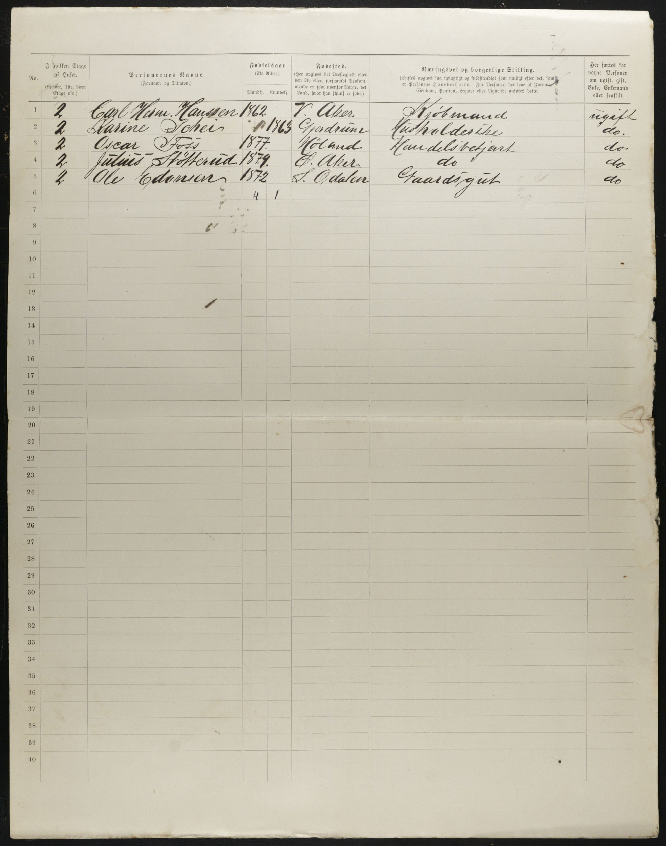 OBA, Municipal Census 1901 for Kristiania, 1901, p. 1638