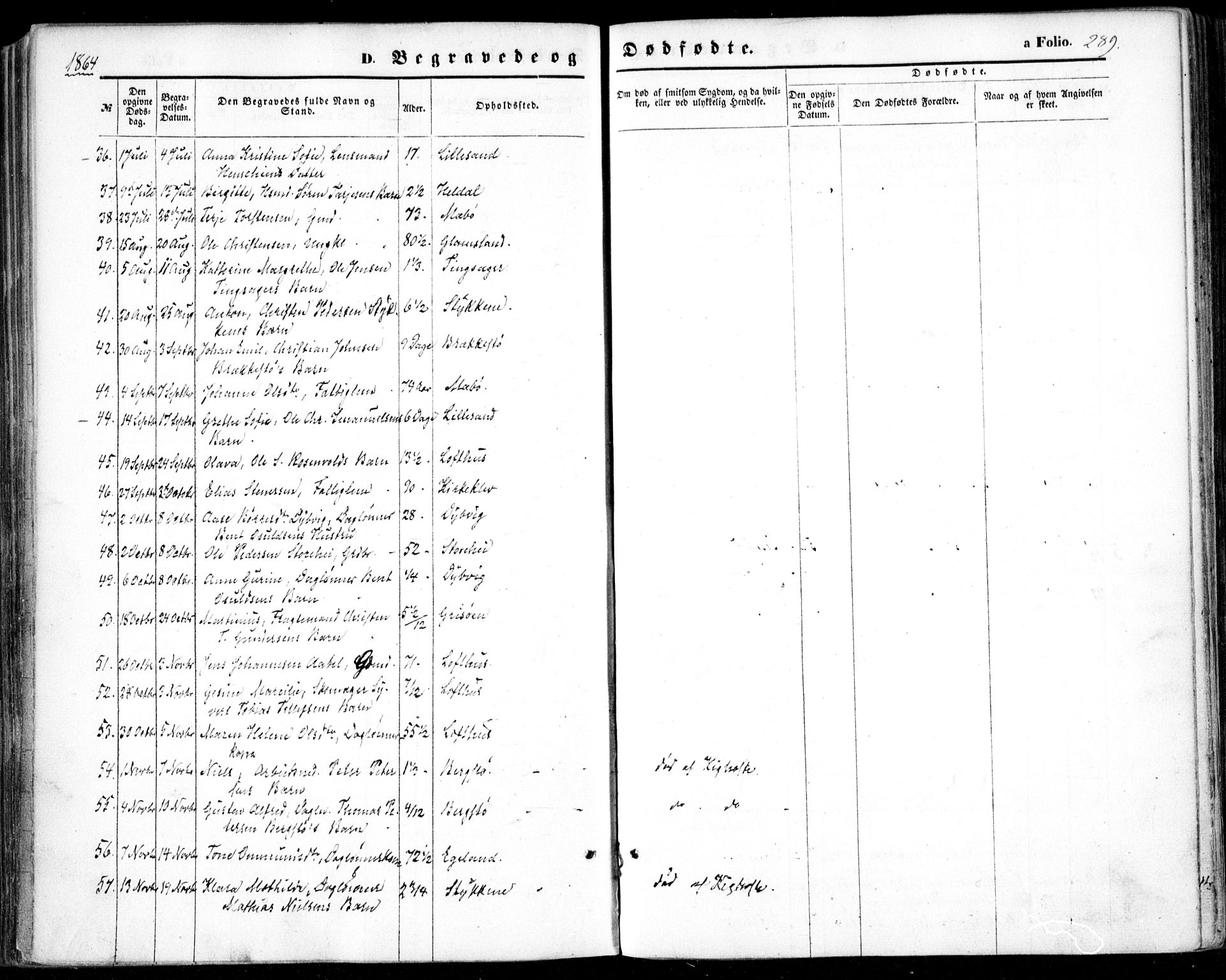 Vestre Moland sokneprestkontor, AV/SAK-1111-0046/F/Fa/Fab/L0007: Parish register (official) no. A 7, 1859-1872, p. 289