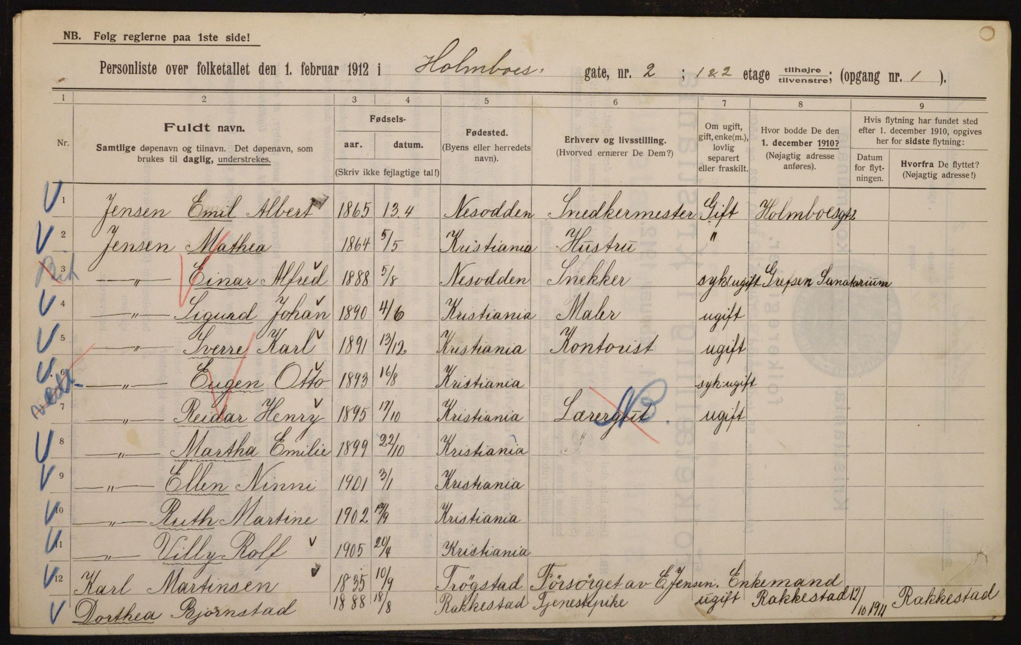 OBA, Municipal Census 1912 for Kristiania, 1912, p. 41172