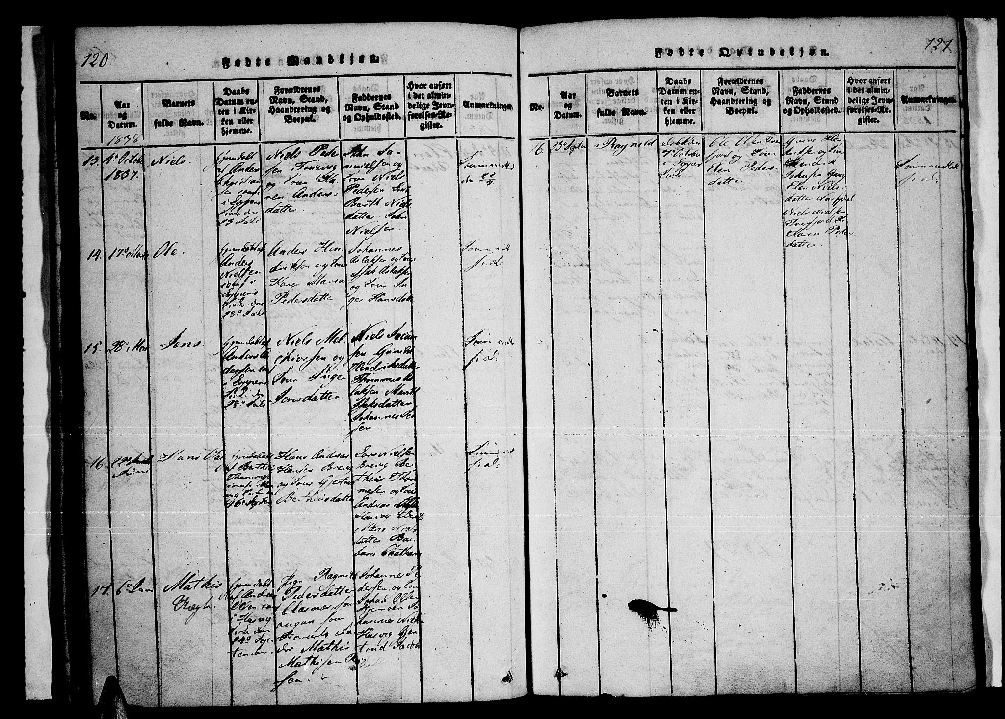 Loppa sokneprestkontor, AV/SATØ-S-1339/H/Ha/L0003kirke: Parish register (official) no. 3, 1820-1848, p. 120-121