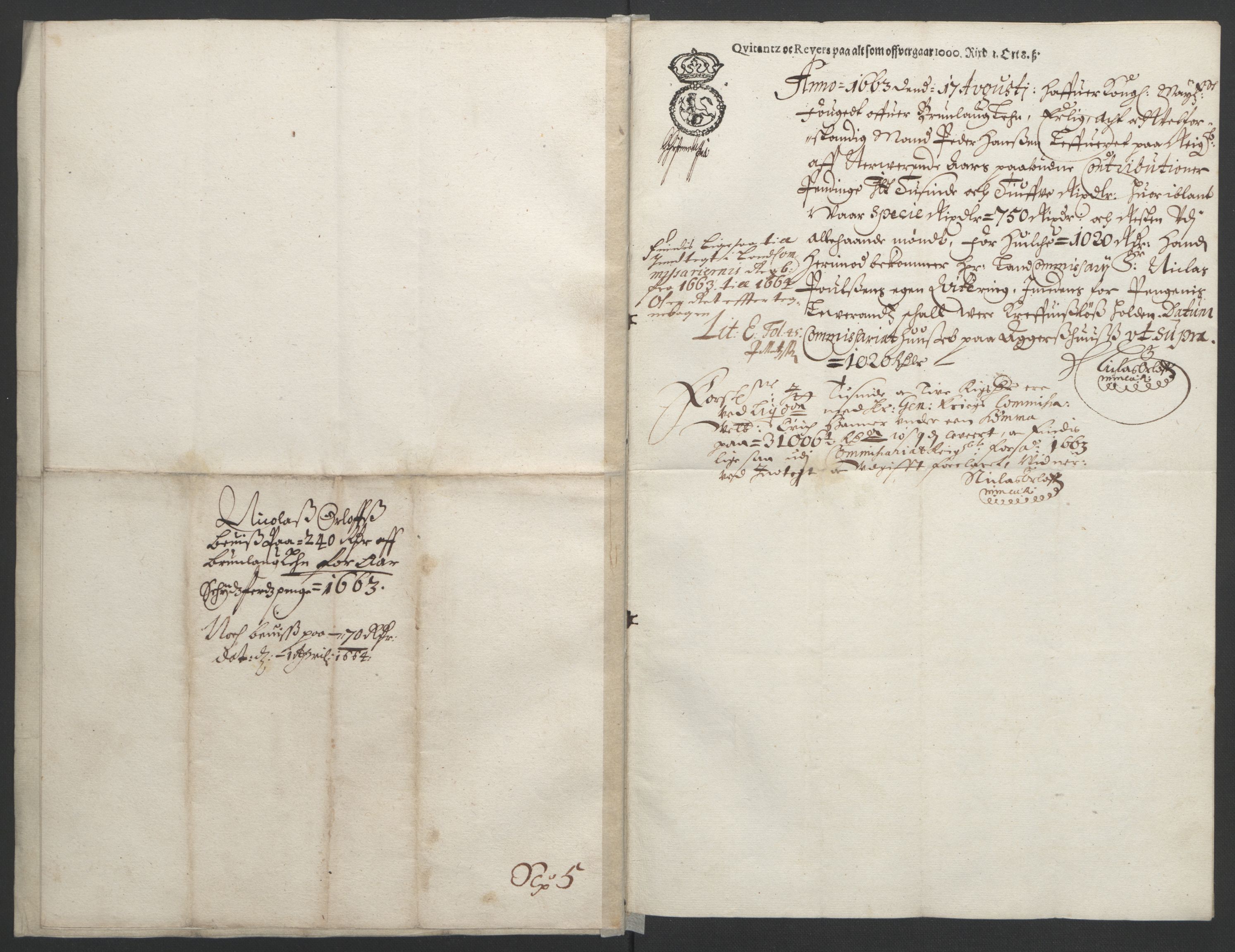 Rentekammeret inntil 1814, Reviderte regnskaper, Fogderegnskap, RA/EA-4092/R33/L1963: Fogderegnskap Larvik grevskap, 1662-1664, p. 184