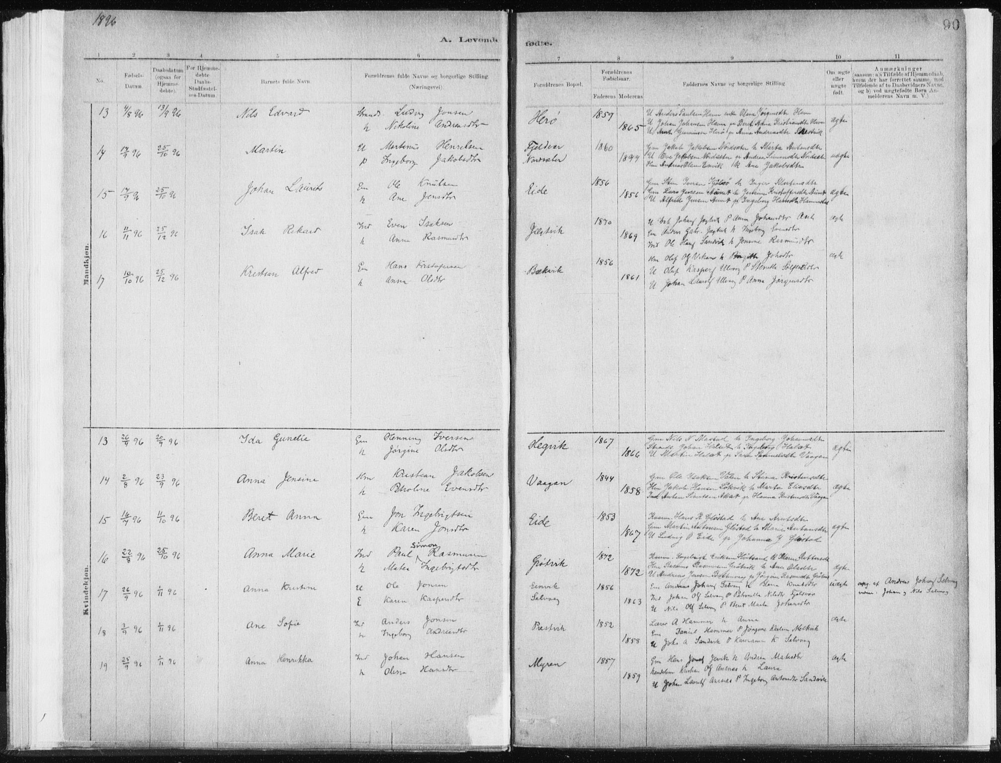 Ministerialprotokoller, klokkerbøker og fødselsregistre - Sør-Trøndelag, AV/SAT-A-1456/637/L0558: Parish register (official) no. 637A01, 1882-1899, p. 90