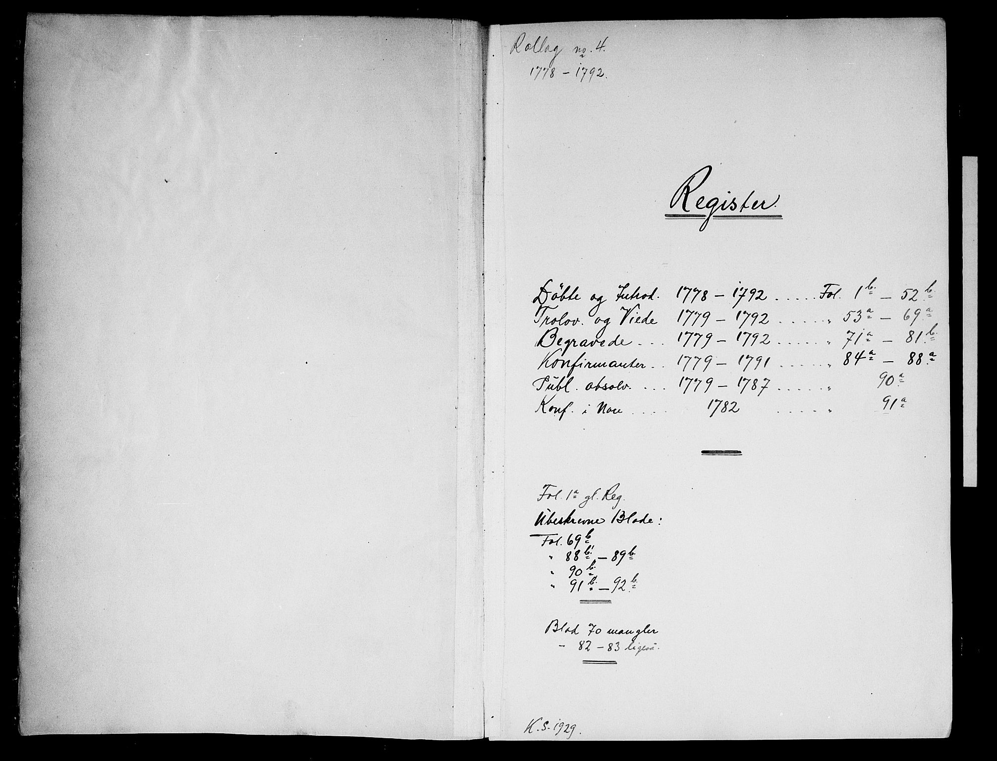 Rollag kirkebøker, SAKO/A-240/F/Fa/L0004: Parish register (official) no. I 4, 1778-1792