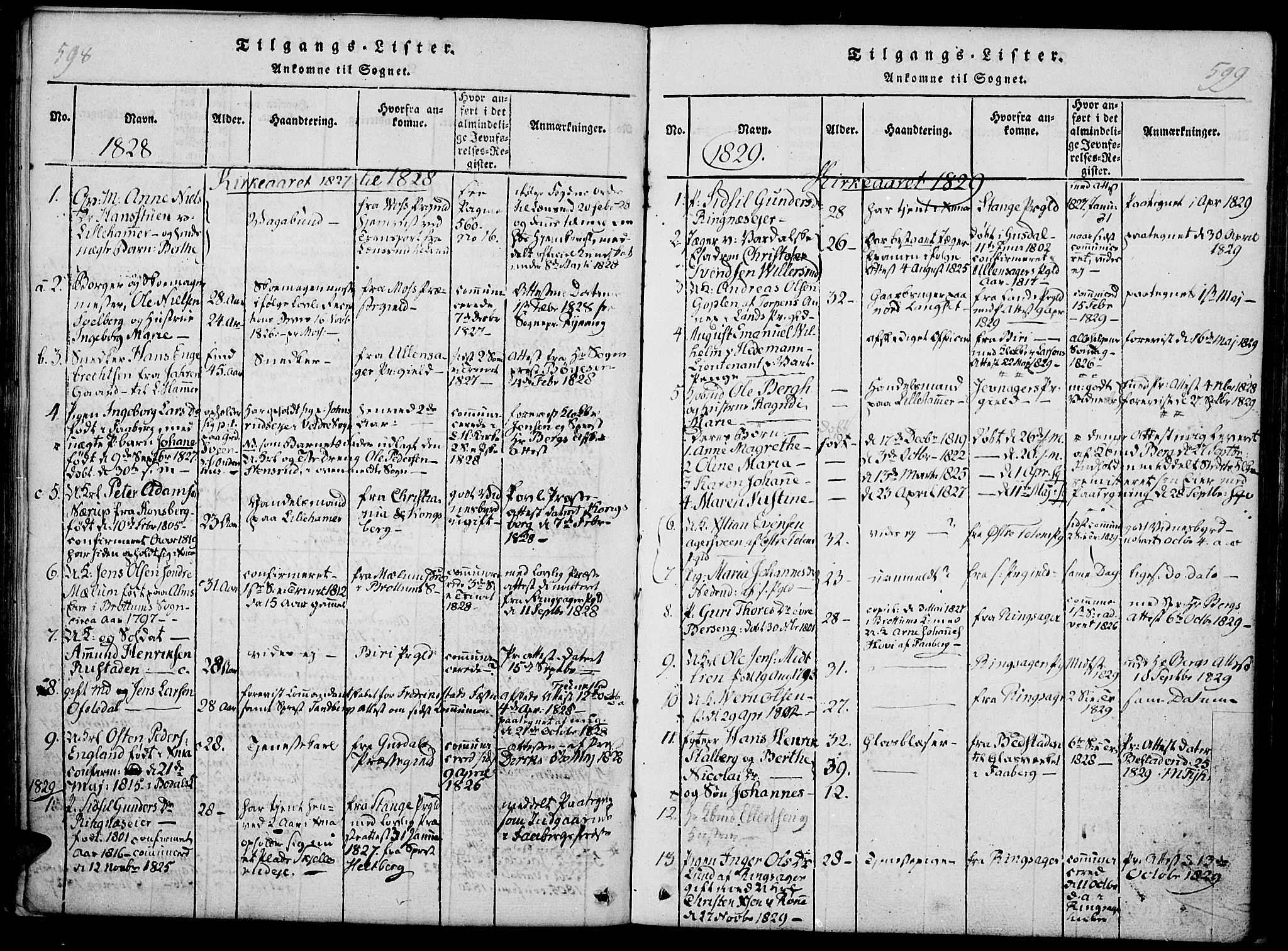 Fåberg prestekontor, AV/SAH-PREST-086/H/Ha/Haa/L0003: Parish register (official) no. 3, 1818-1833, p. 598-599