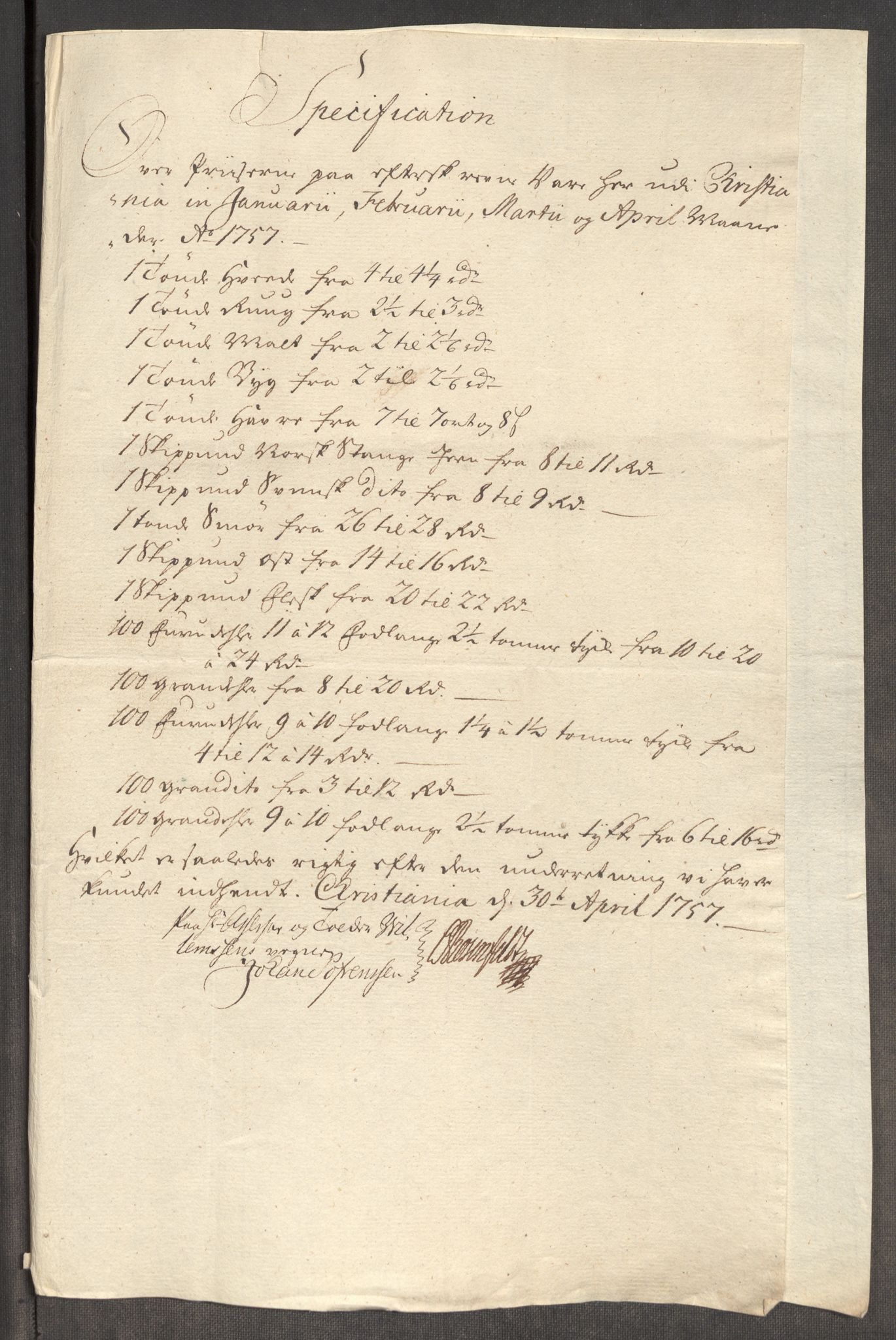 Rentekammeret inntil 1814, Realistisk ordnet avdeling, AV/RA-EA-4070/Oe/L0005: [Ø1]: Priskuranter, 1753-1757, p. 711