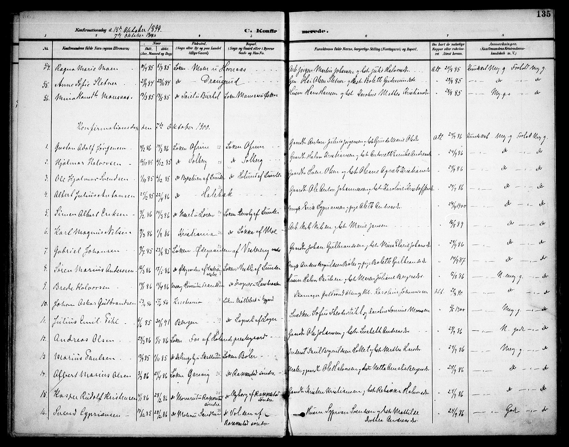Høland prestekontor Kirkebøker, SAO/A-10346a/F/Fa/L0015: Parish register (official) no. I 15, 1897-1912, p. 135