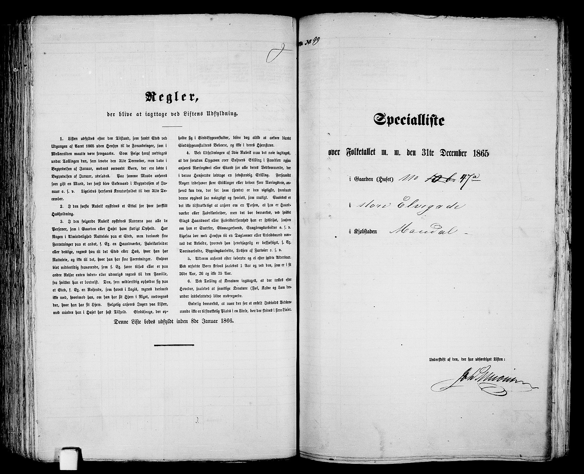 RA, 1865 census for Mandal/Mandal, 1865, p. 200