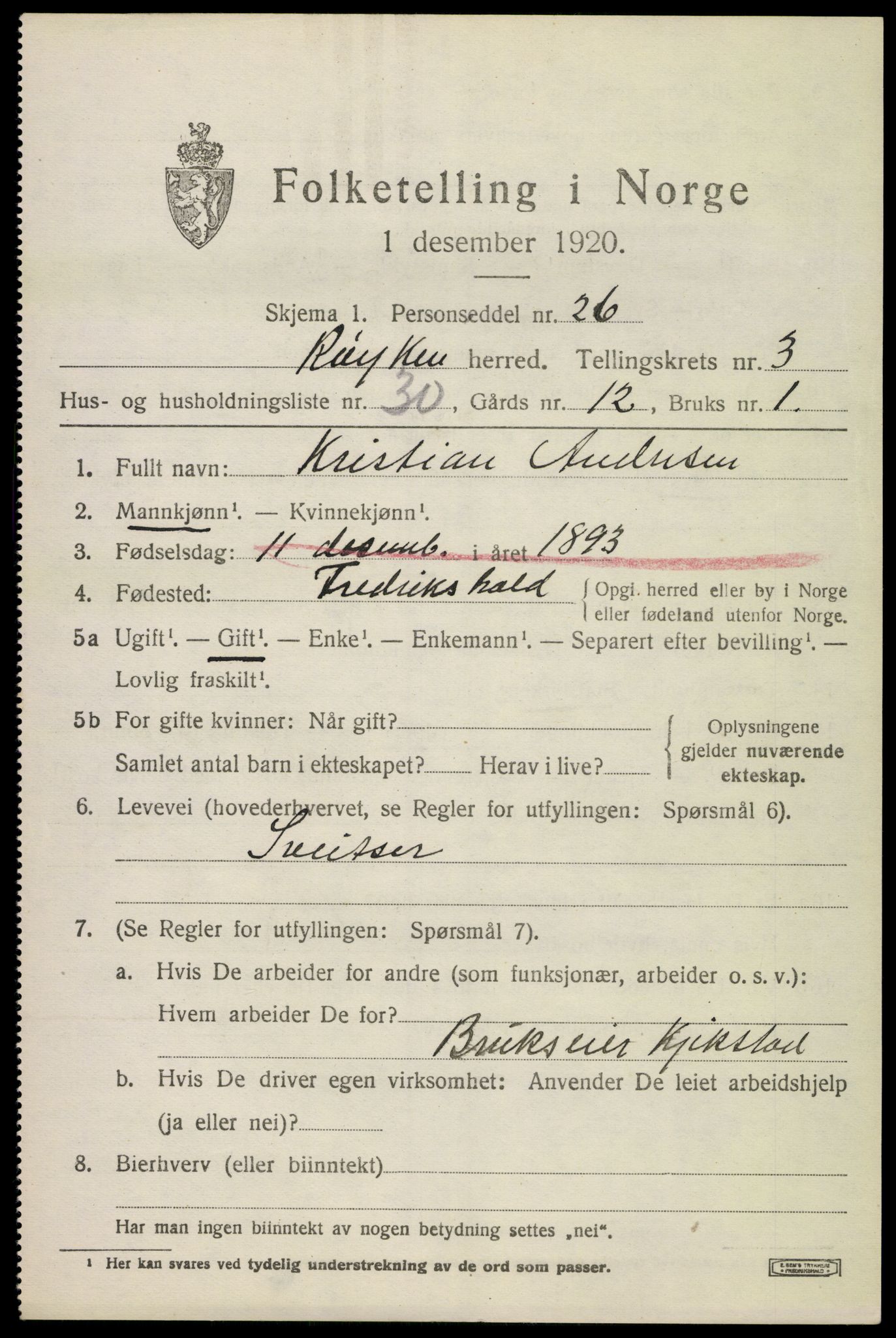 SAKO, 1920 census for Røyken, 1920, p. 4560