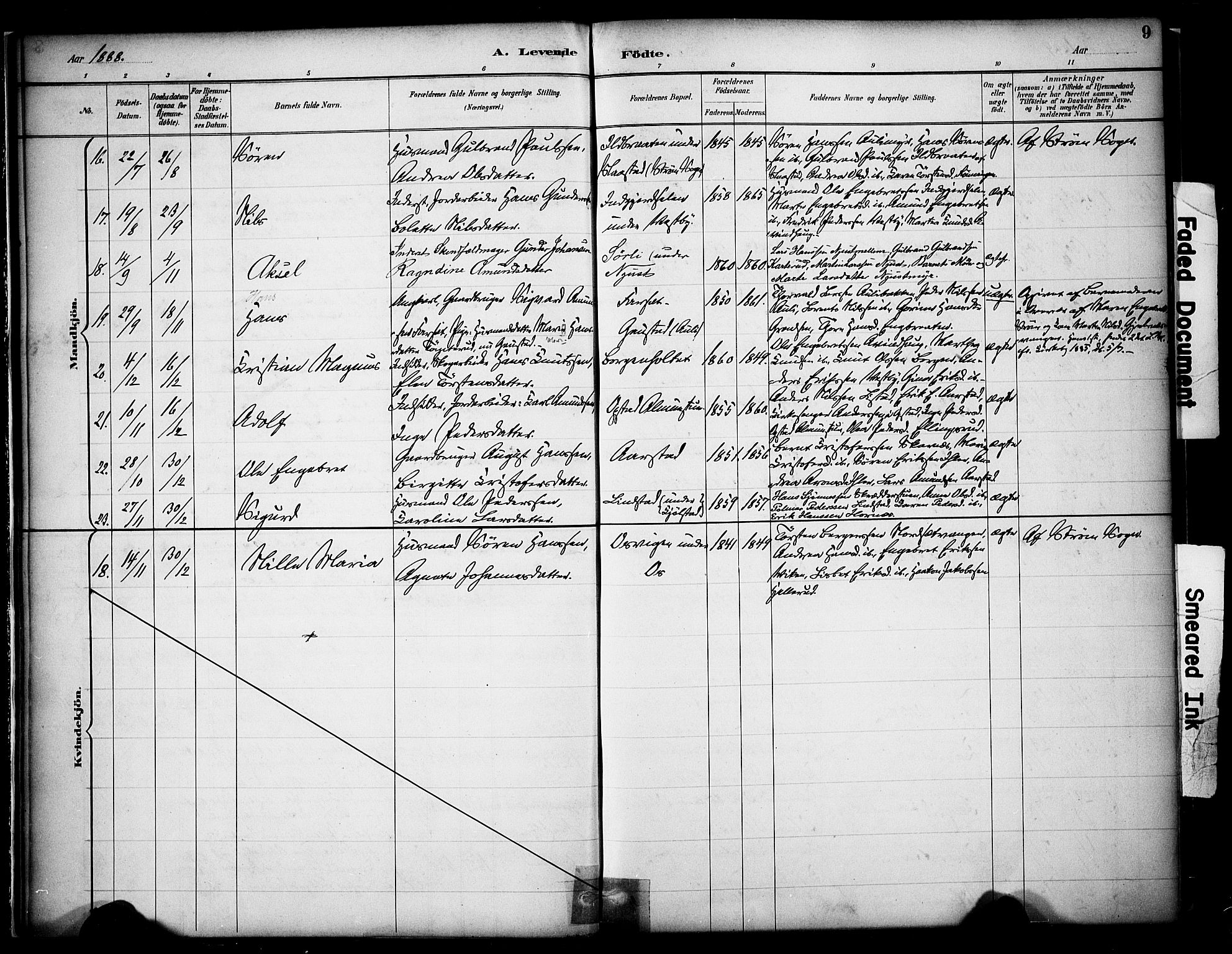 Sør-Odal prestekontor, AV/SAH-PREST-030/H/Ha/Haa/L0009: Parish register (official) no. 9, 1886-1926, p. 9