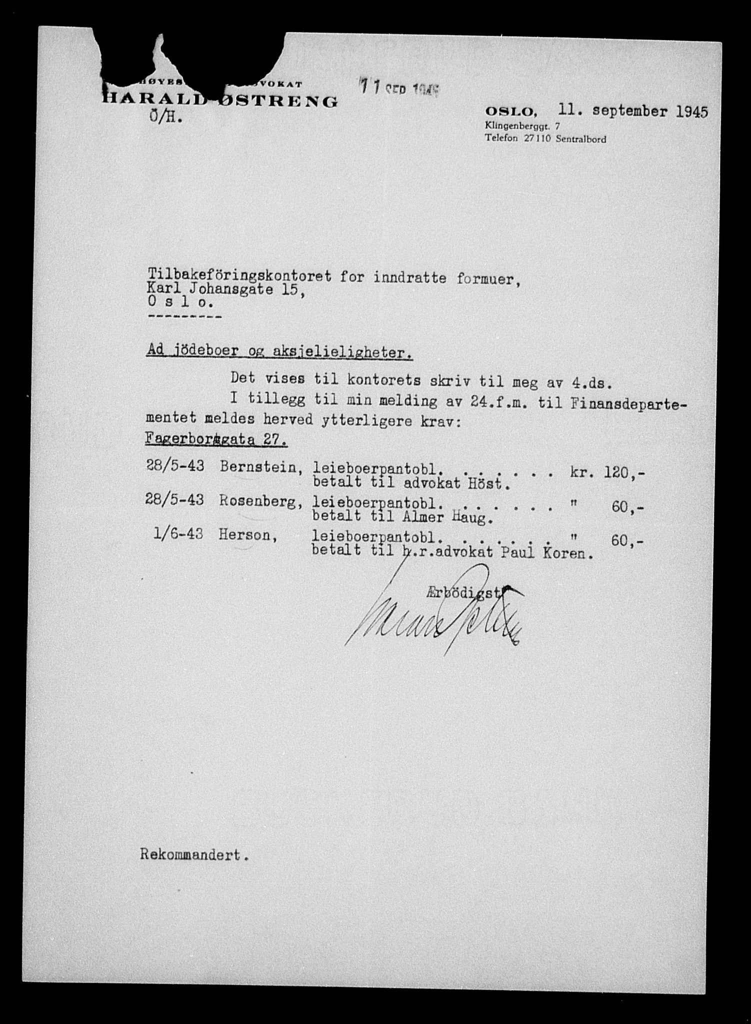 Justisdepartementet, Tilbakeføringskontoret for inndratte formuer, AV/RA-S-1564/H/Hc/Hcc/L0986: --, 1945-1947, p. 39