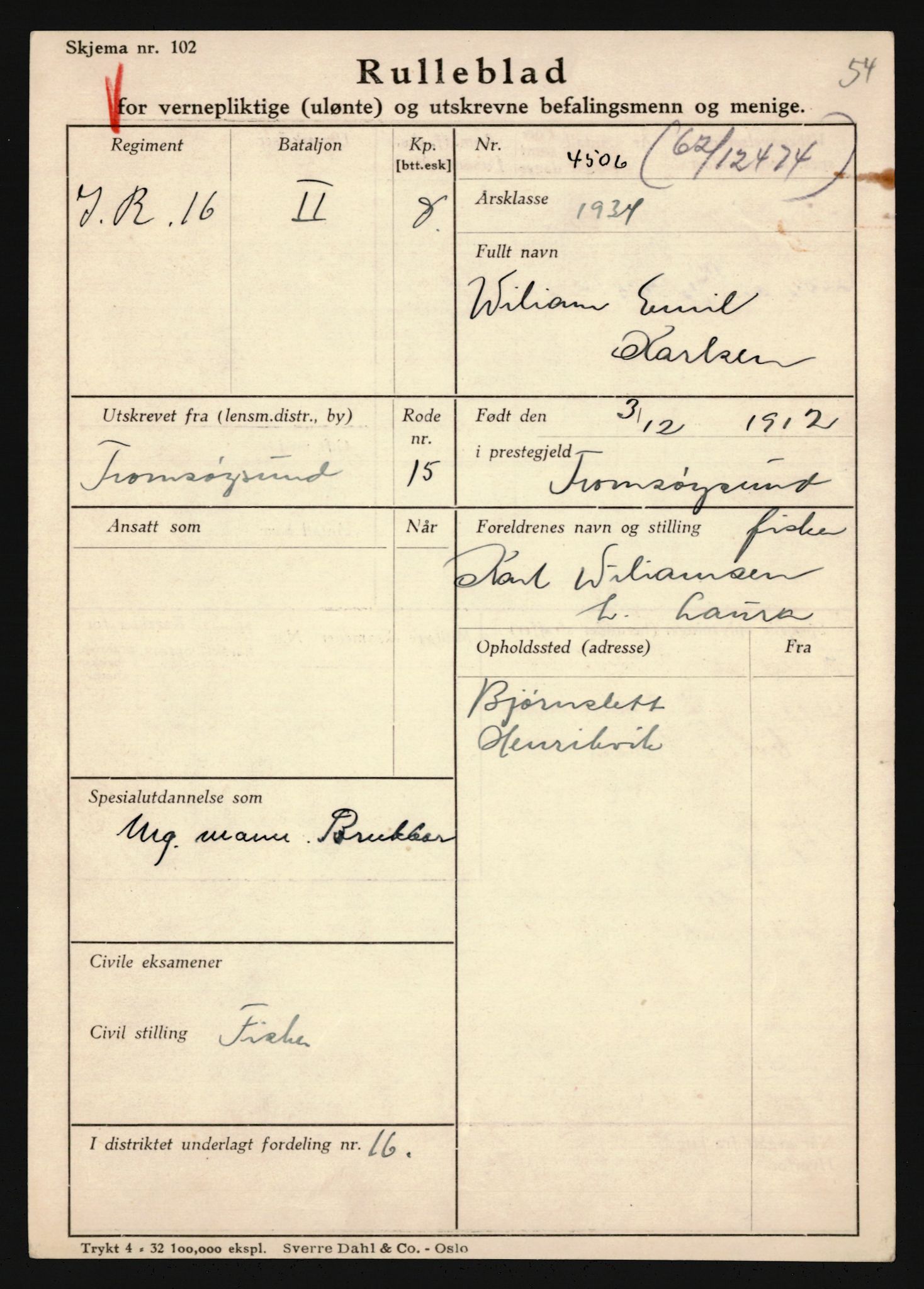 Forsvaret, Troms infanteriregiment nr. 16, AV/RA-RAFA-3146/P/Pa/L0018: Rulleblad for regimentets menige mannskaper, årsklasse 1934, 1934, p. 631