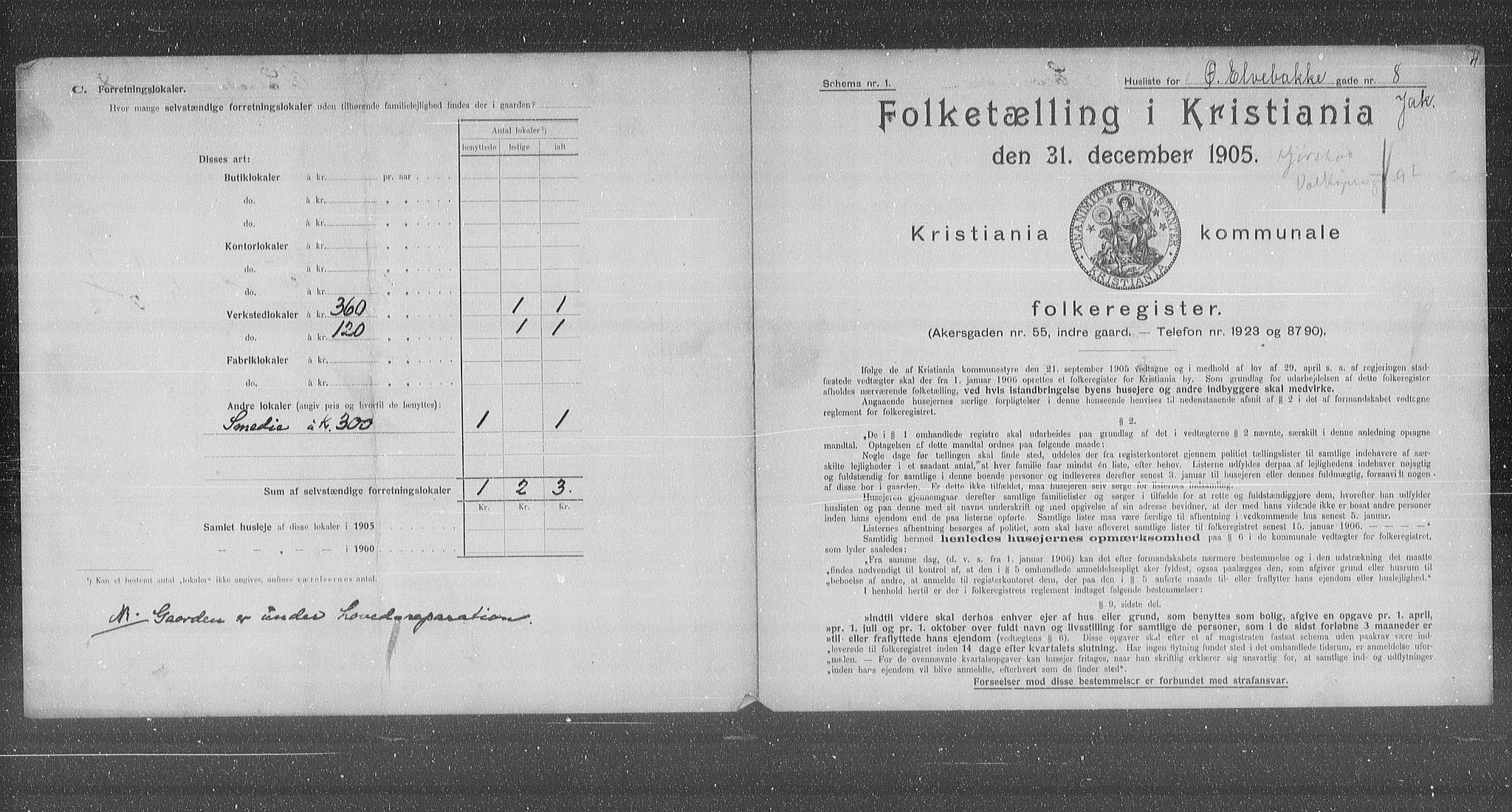 OBA, Municipal Census 1905 for Kristiania, 1905, p. 68030