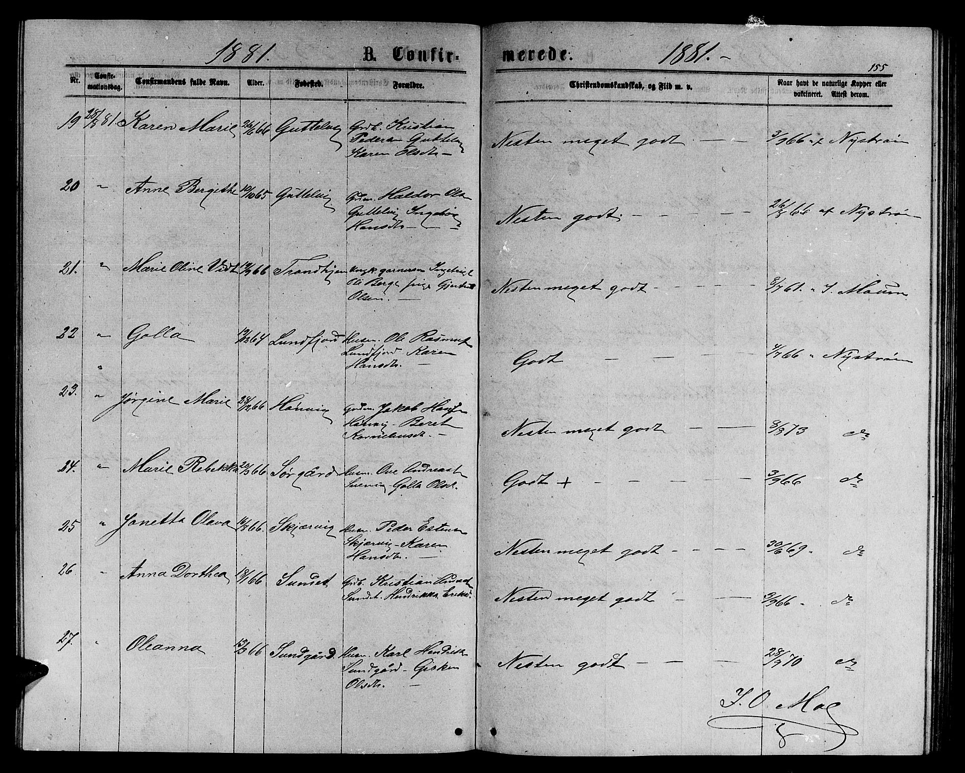 Ministerialprotokoller, klokkerbøker og fødselsregistre - Sør-Trøndelag, AV/SAT-A-1456/656/L0695: Parish register (copy) no. 656C01, 1867-1889, p. 155