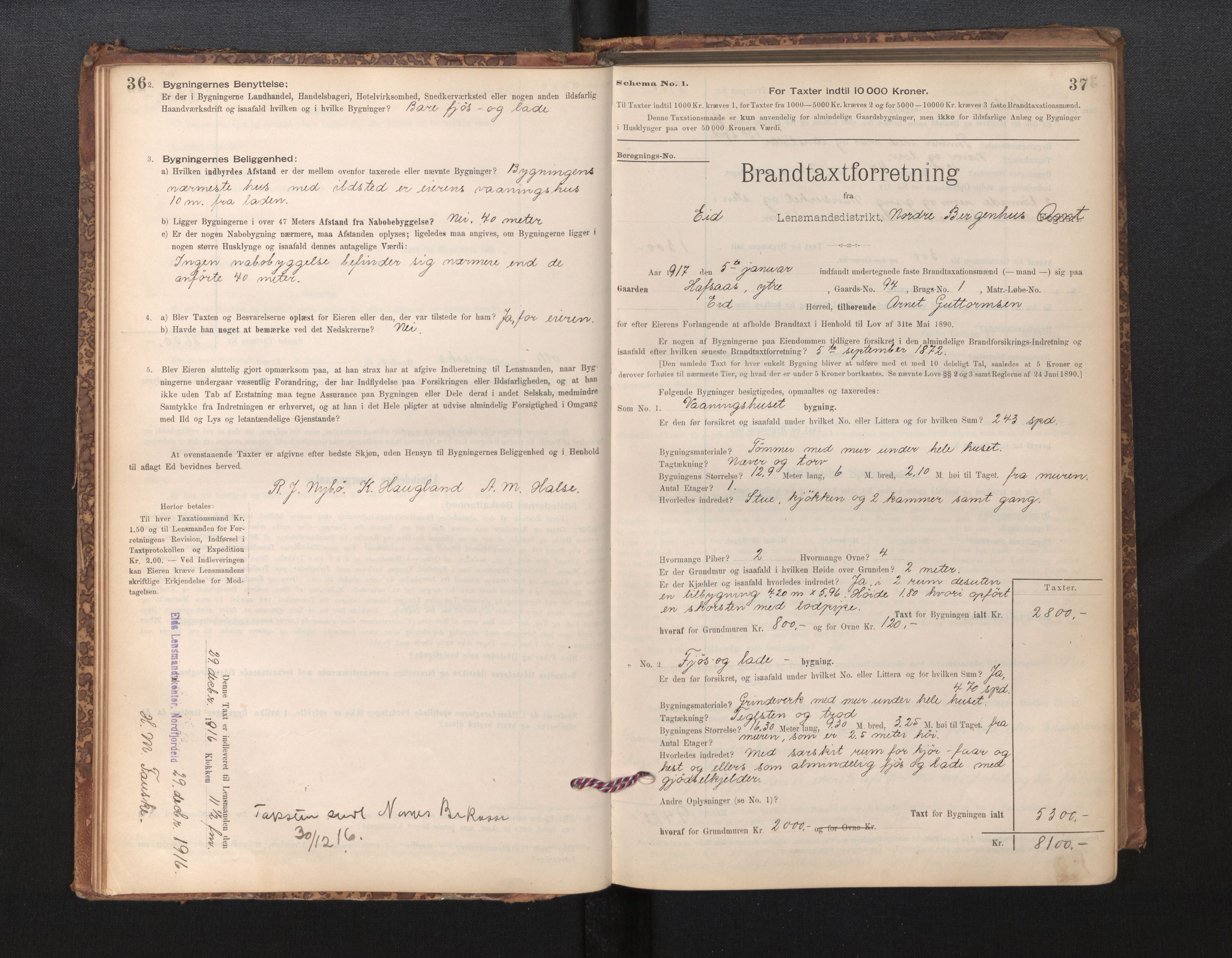 Lensmannen i Eid, SAB/A-27001/0012/L0007: Branntakstprotokoll, skjematakst, 1896-1929, p. 36-37