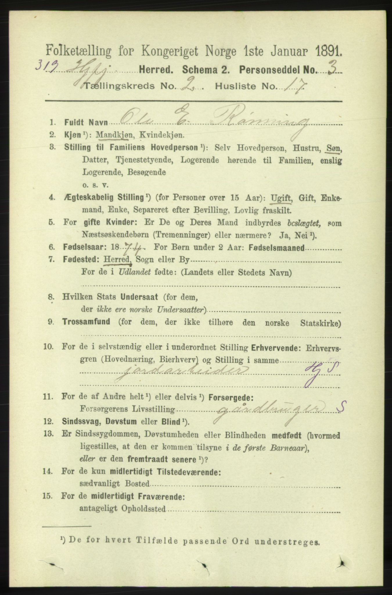 RA, 1891 census for 1522 Hjørundfjord, 1891, p. 374