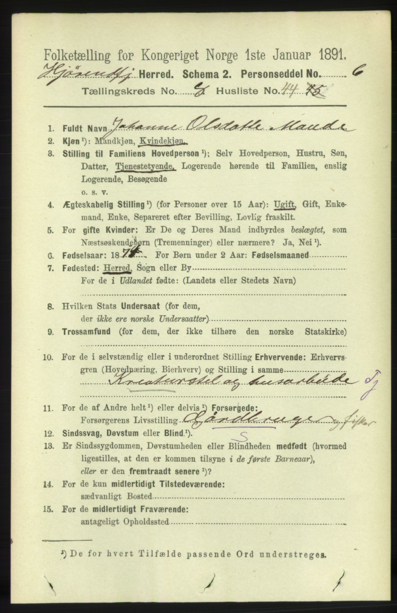 RA, 1891 census for 1522 Hjørundfjord, 1891, p. 2158