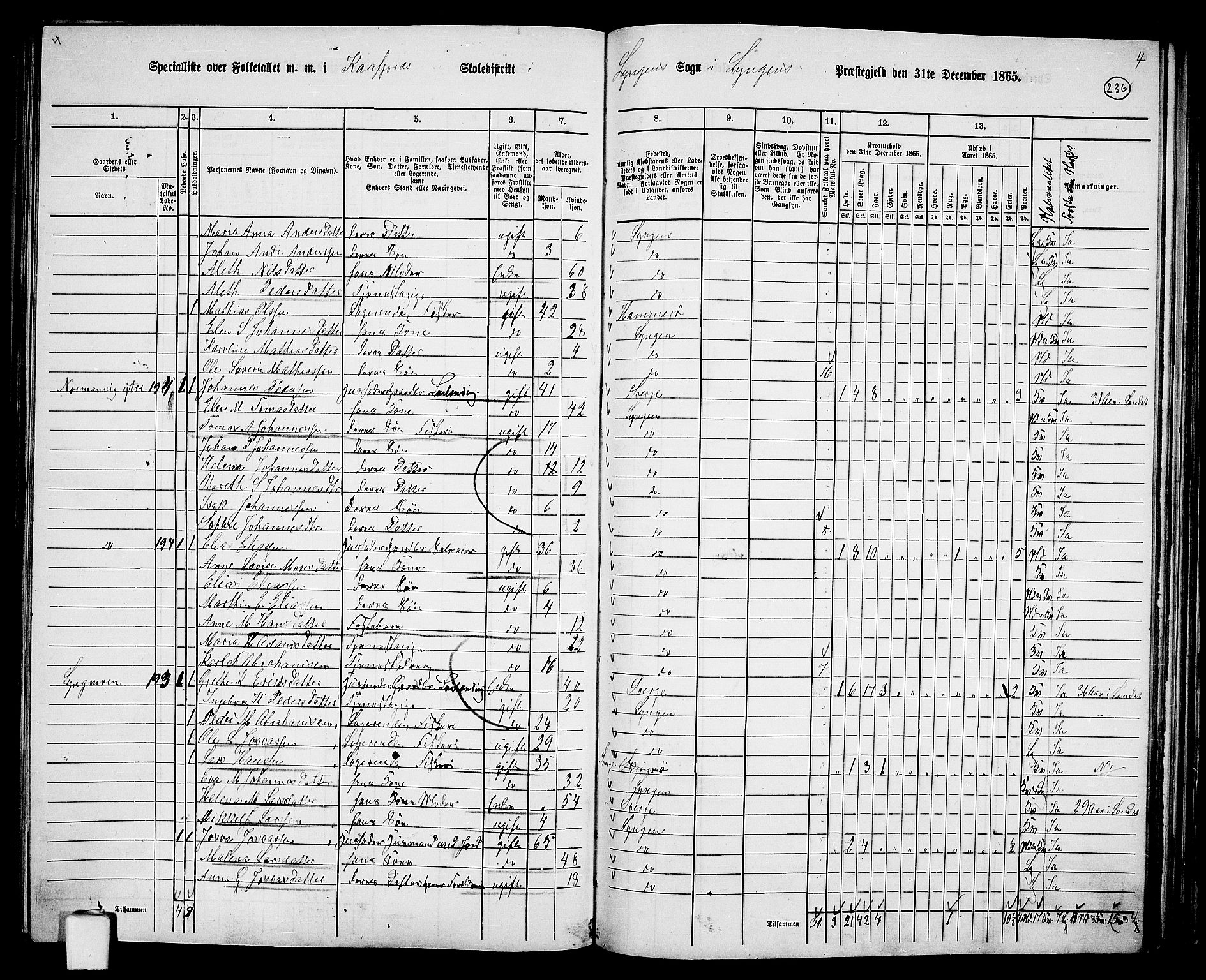 RA, 1865 census for Lyngen, 1865, p. 67