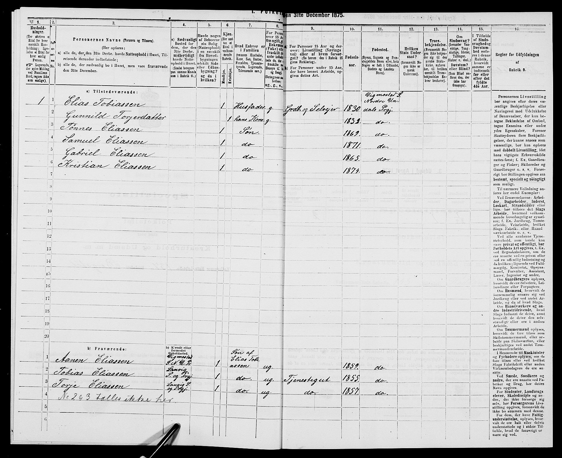 SAK, 1875 census for 1028P Nord-Audnedal, 1875, p. 356