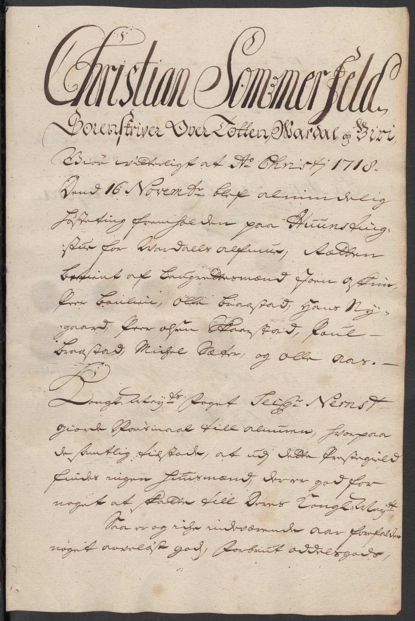 Rentekammeret inntil 1814, Reviderte regnskaper, Fogderegnskap, AV/RA-EA-4092/R18/L1320: Fogderegnskap Hadeland, Toten og Valdres, 1718, p. 12