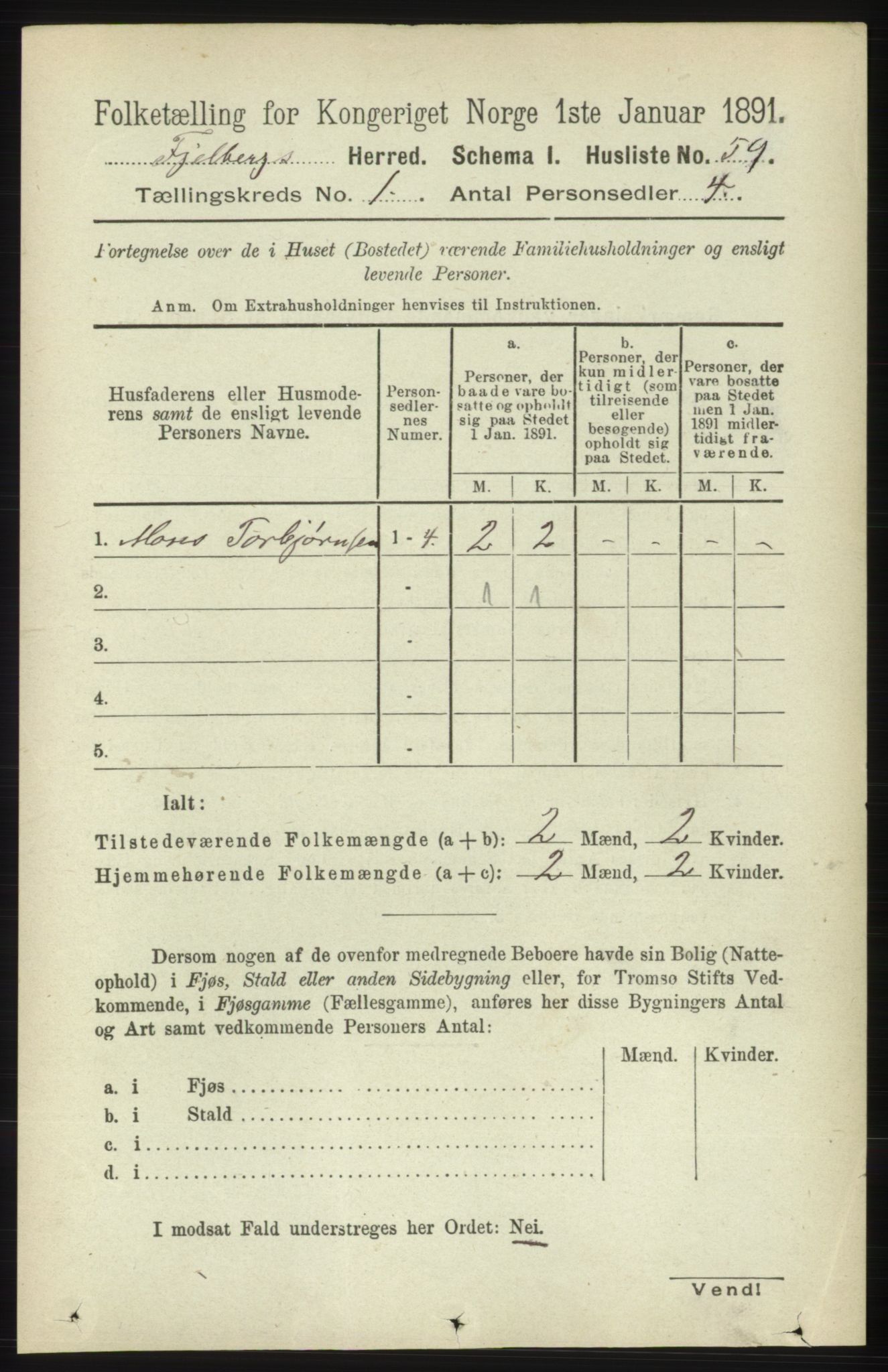 RA, 1891 census for 1213 Fjelberg, 1891, p. 88