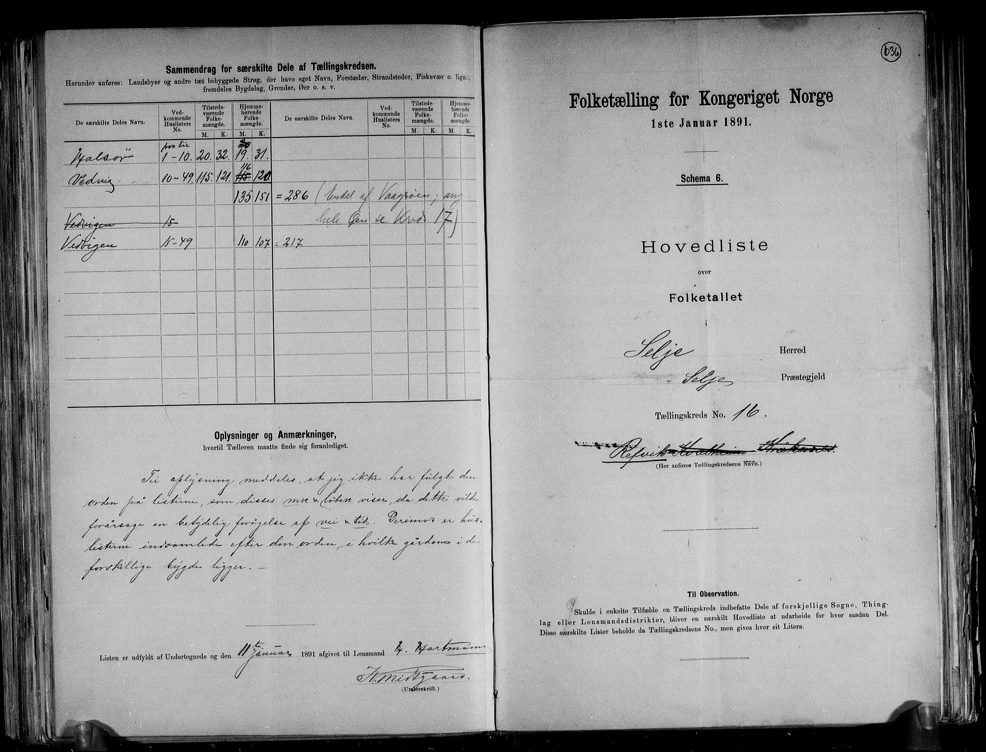 RA, 1891 census for 1441 Selje, 1891, p. 34