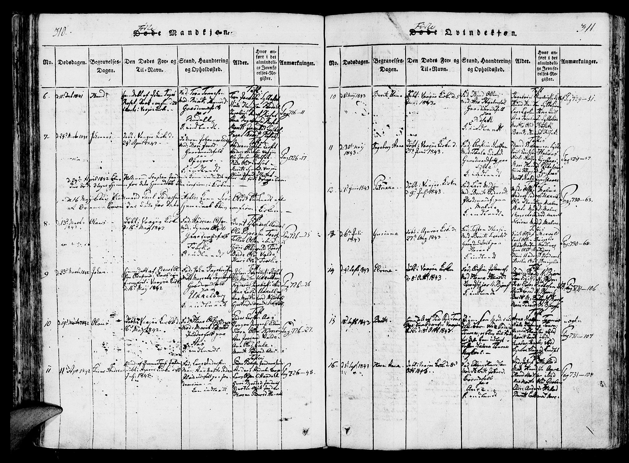 Ministerialprotokoller, klokkerbøker og fødselsregistre - Møre og Romsdal, AV/SAT-A-1454/565/L0747: Parish register (official) no. 565A01, 1817-1844, p. 310-311