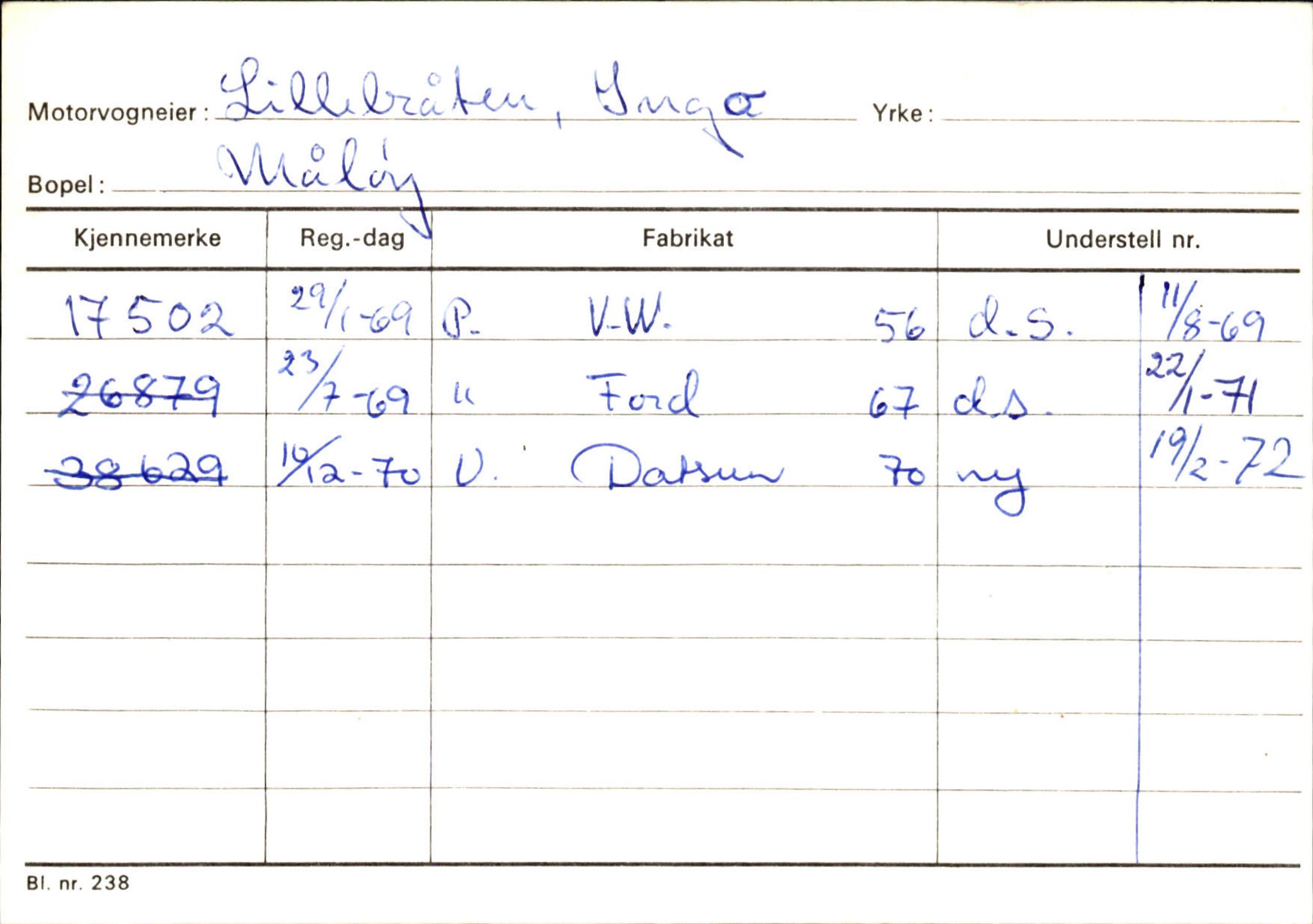 Statens vegvesen, Sogn og Fjordane vegkontor, AV/SAB-A-5301/4/F/L0144: Registerkort Vågsøy A-R, 1945-1975, p. 1636