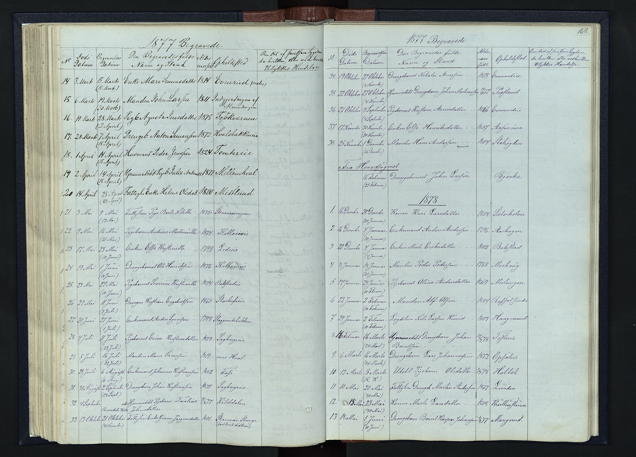 Romedal prestekontor, SAH/PREST-004/L/L0010: Parish register (copy) no. 10, 1860-1895, p. 169