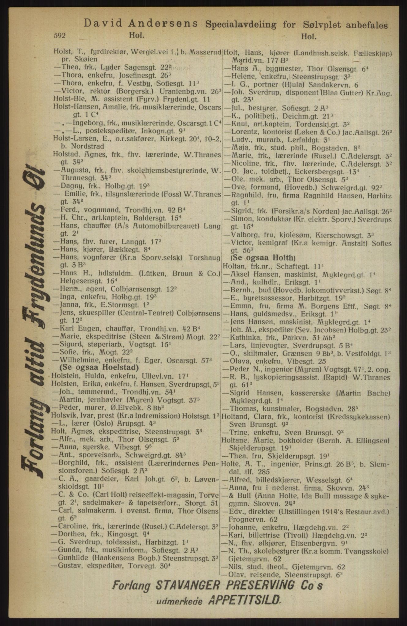 Kristiania/Oslo adressebok, PUBL/-, 1914, p. 592