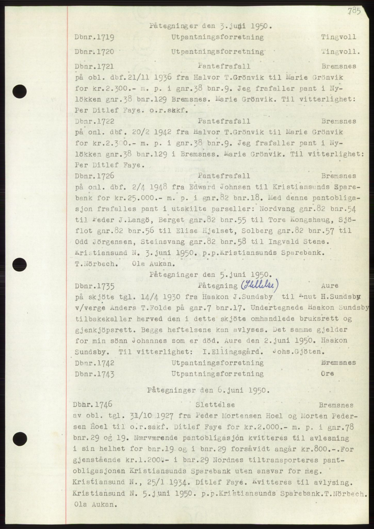Nordmøre sorenskriveri, SAT/A-4132/1/2/2Ca: Mortgage book no. C82b, 1946-1951, Diary no: : 1719/1950