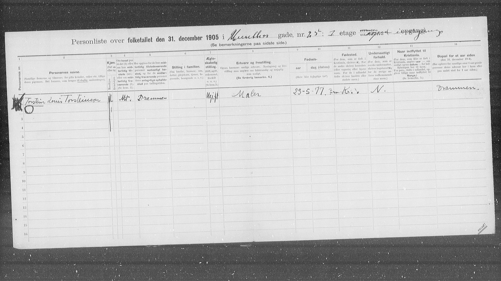 OBA, Municipal Census 1905 for Kristiania, 1905, p. 35778