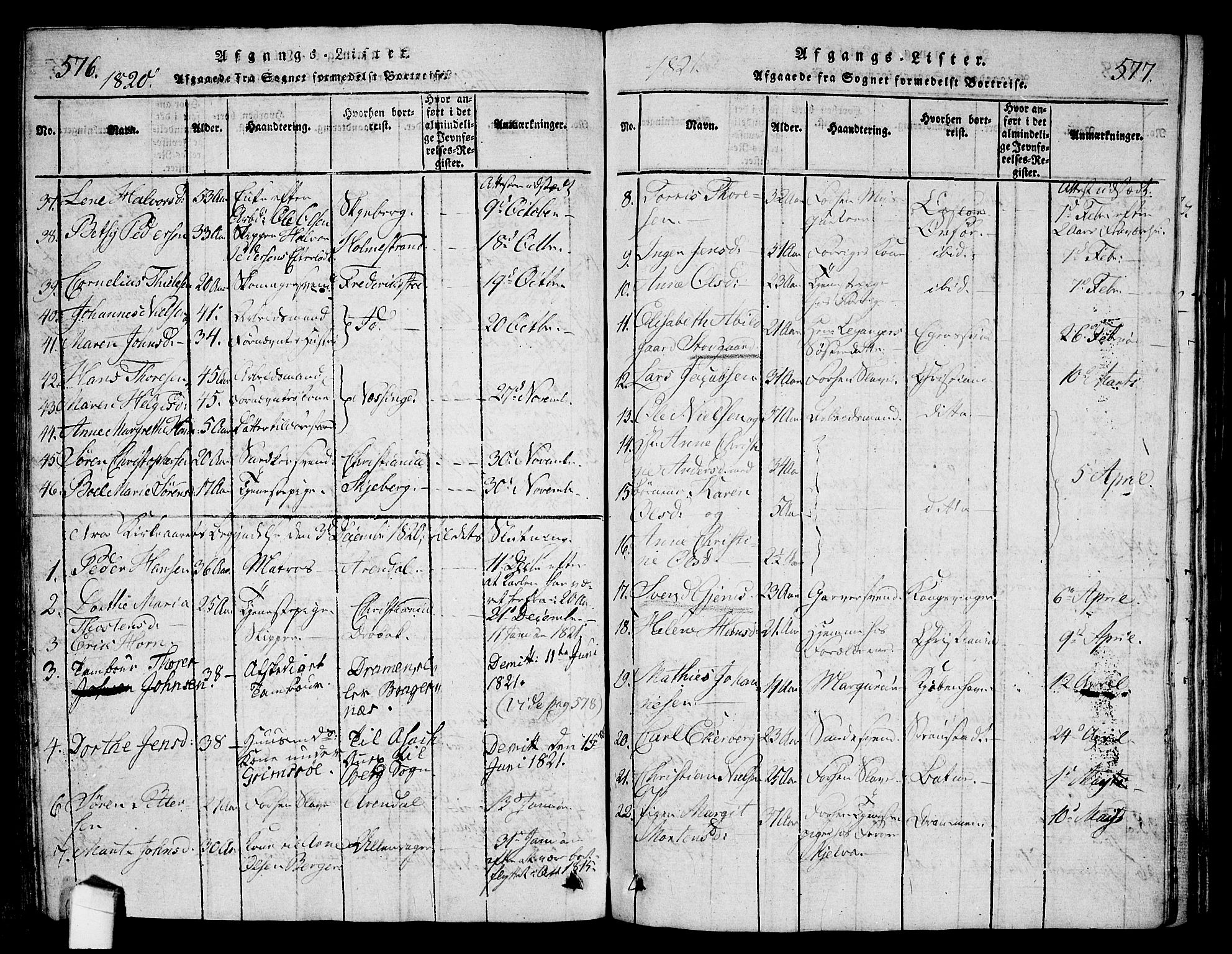 Halden prestekontor Kirkebøker, SAO/A-10909/G/Ga/L0001: Parish register (copy) no. 1, 1815-1833, p. 576-577