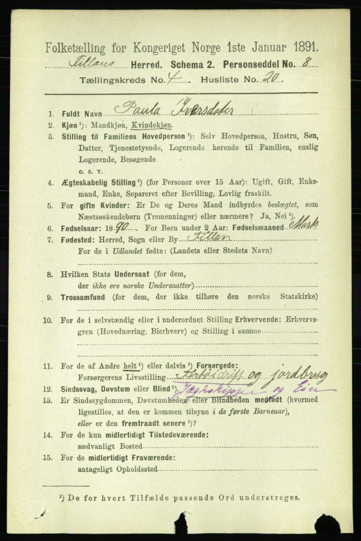 RA, 1891 census for 1616 Fillan, 1891, p. 808