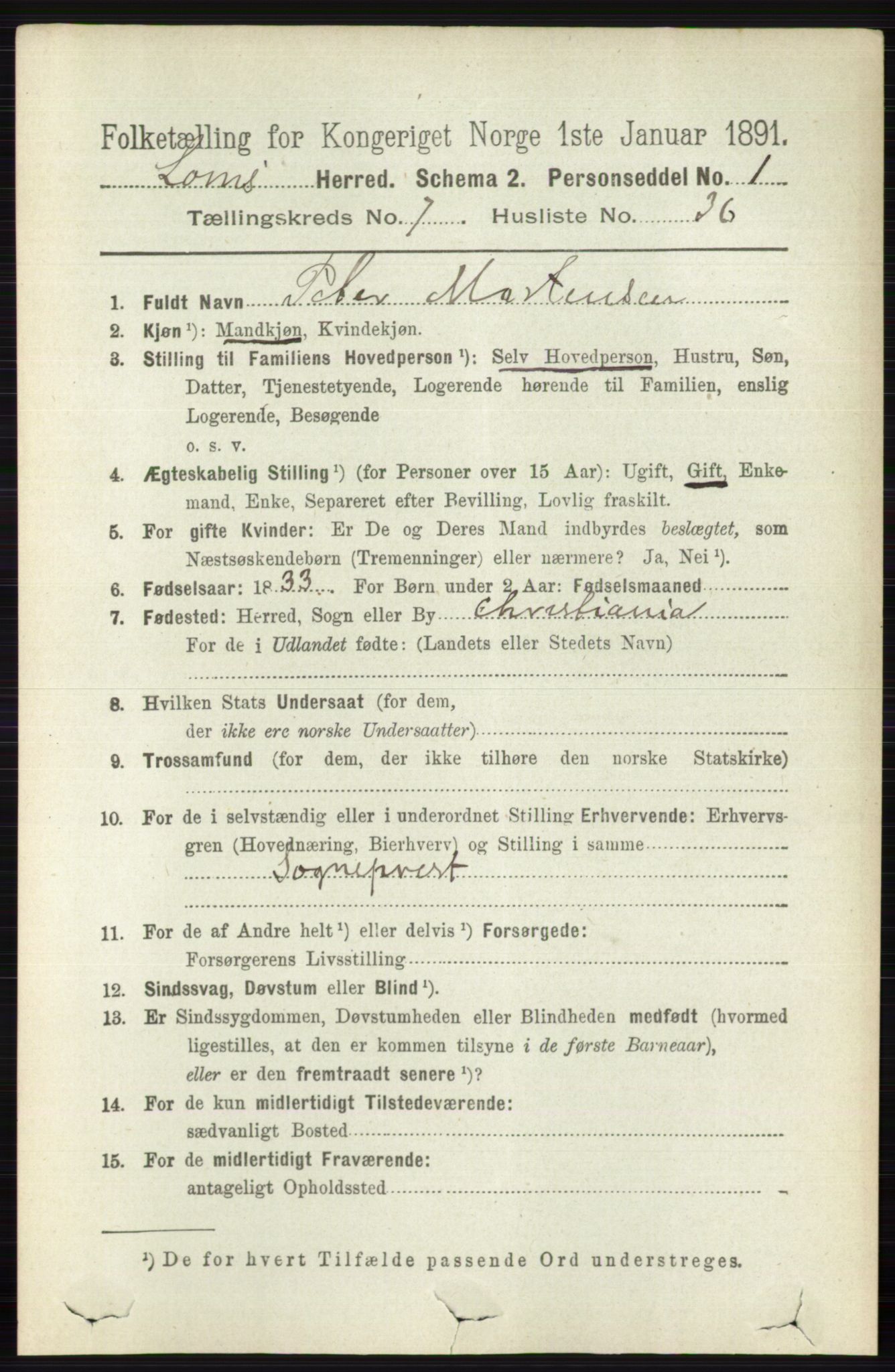 RA, 1891 census for 0514 Lom, 1891, p. 3031