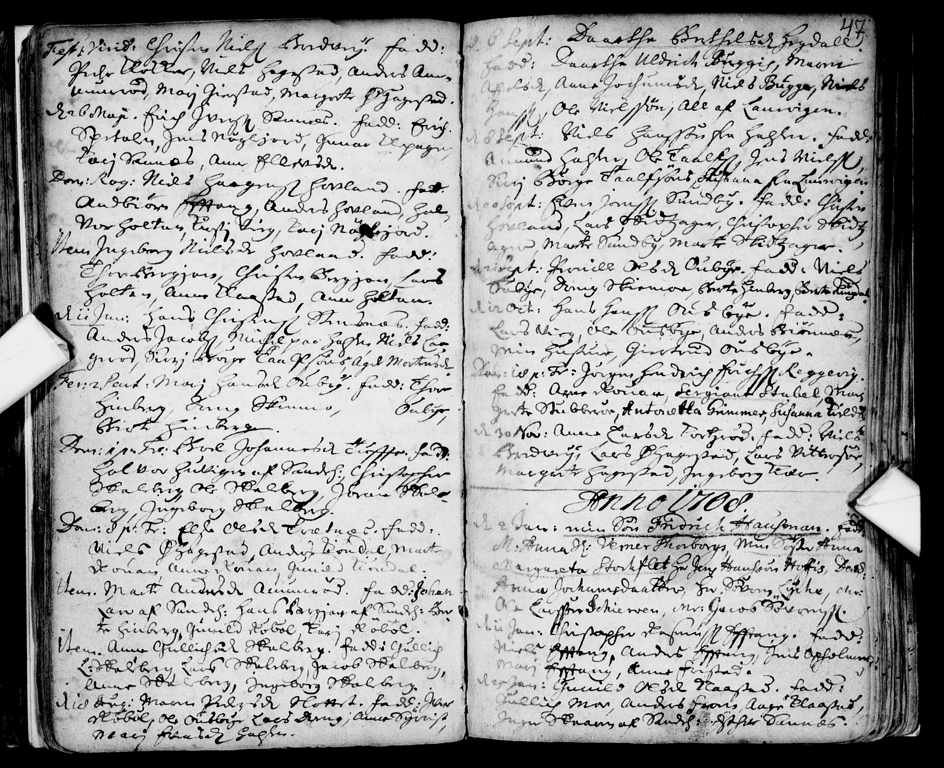 Tjølling kirkebøker, SAKO/A-60/F/Fa/L0001: Parish register (official) no. 1, 1670-1716, p. 47