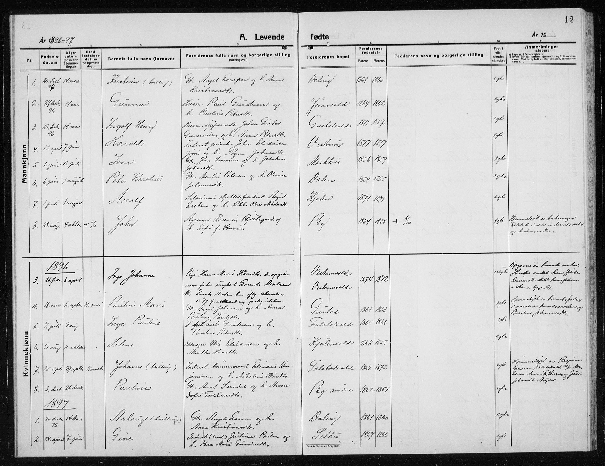 Ministerialprotokoller, klokkerbøker og fødselsregistre - Nord-Trøndelag, SAT/A-1458/719/L0180: Parish register (copy) no. 719C01, 1878-1940, p. 12