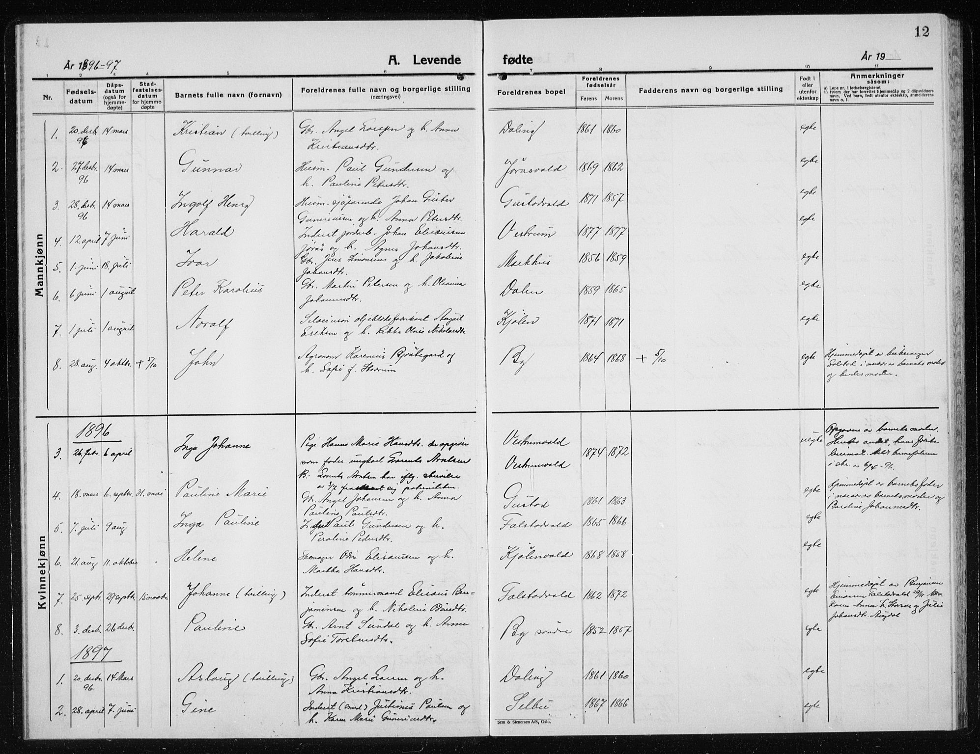 Ministerialprotokoller, klokkerbøker og fødselsregistre - Nord-Trøndelag, AV/SAT-A-1458/719/L0180: Parish register (copy) no. 719C01, 1878-1940, p. 12