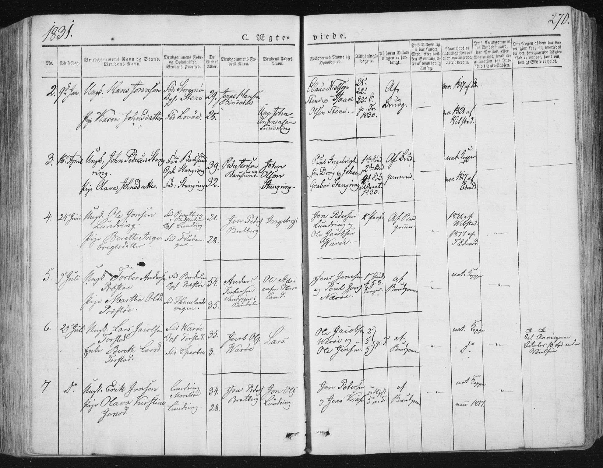 Ministerialprotokoller, klokkerbøker og fødselsregistre - Nord-Trøndelag, SAT/A-1458/784/L0669: Parish register (official) no. 784A04, 1829-1859, p. 270