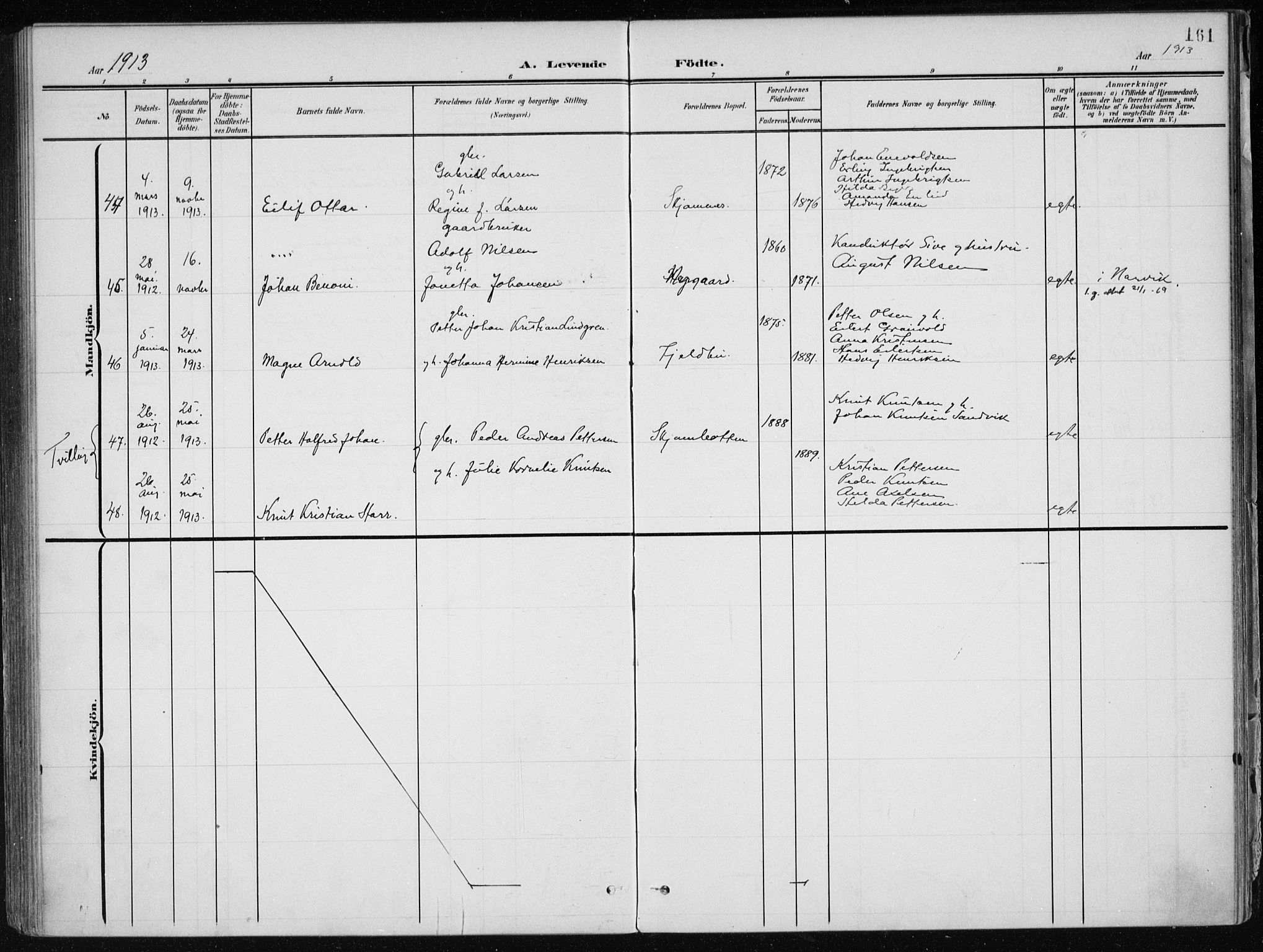 Ministerialprotokoller, klokkerbøker og fødselsregistre - Nordland, AV/SAT-A-1459/866/L0941: Parish register (official) no. 866A04, 1901-1917, p. 161