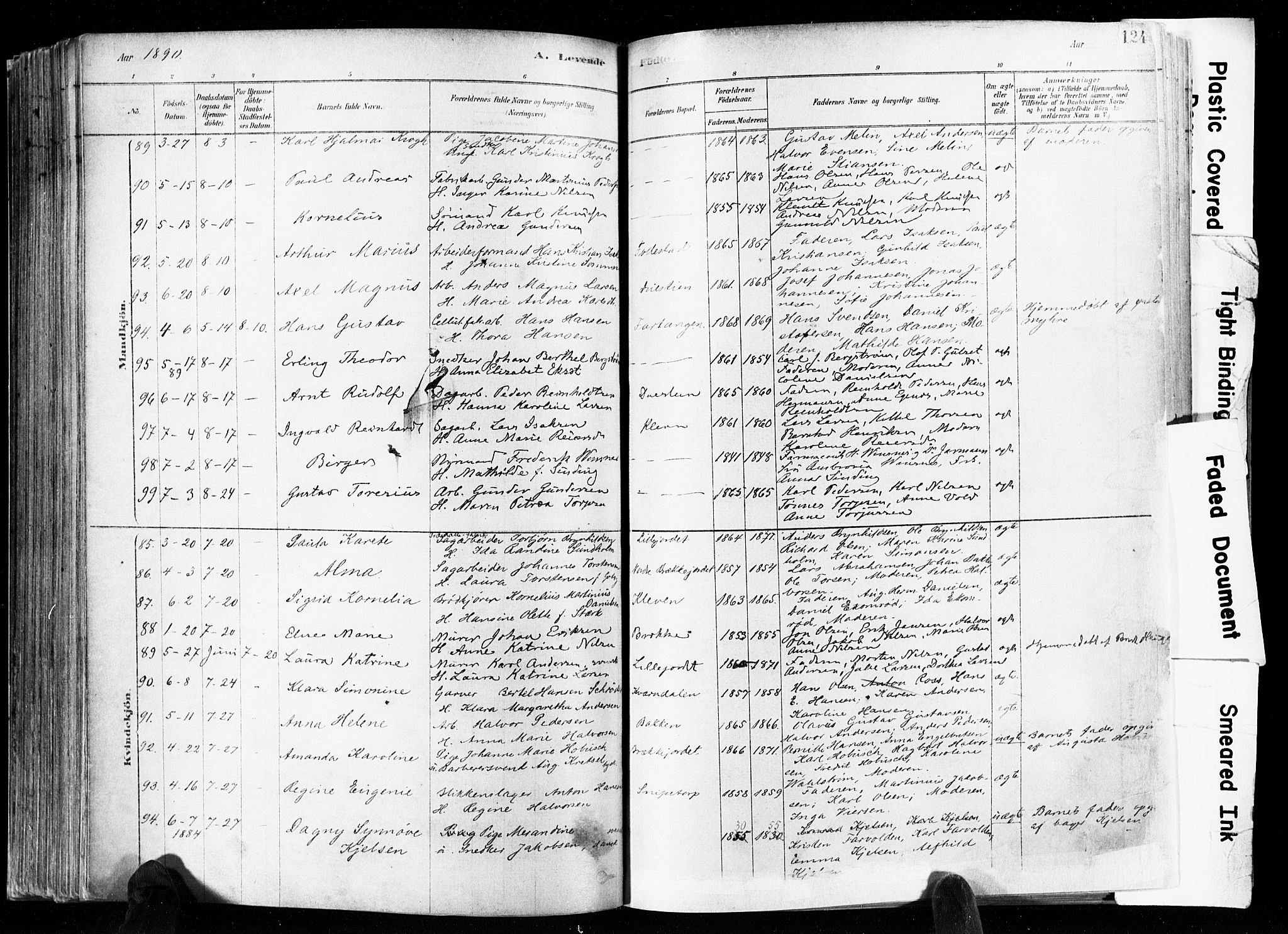 Skien kirkebøker, AV/SAKO-A-302/F/Fa/L0009: Parish register (official) no. 9, 1878-1890, p. 124