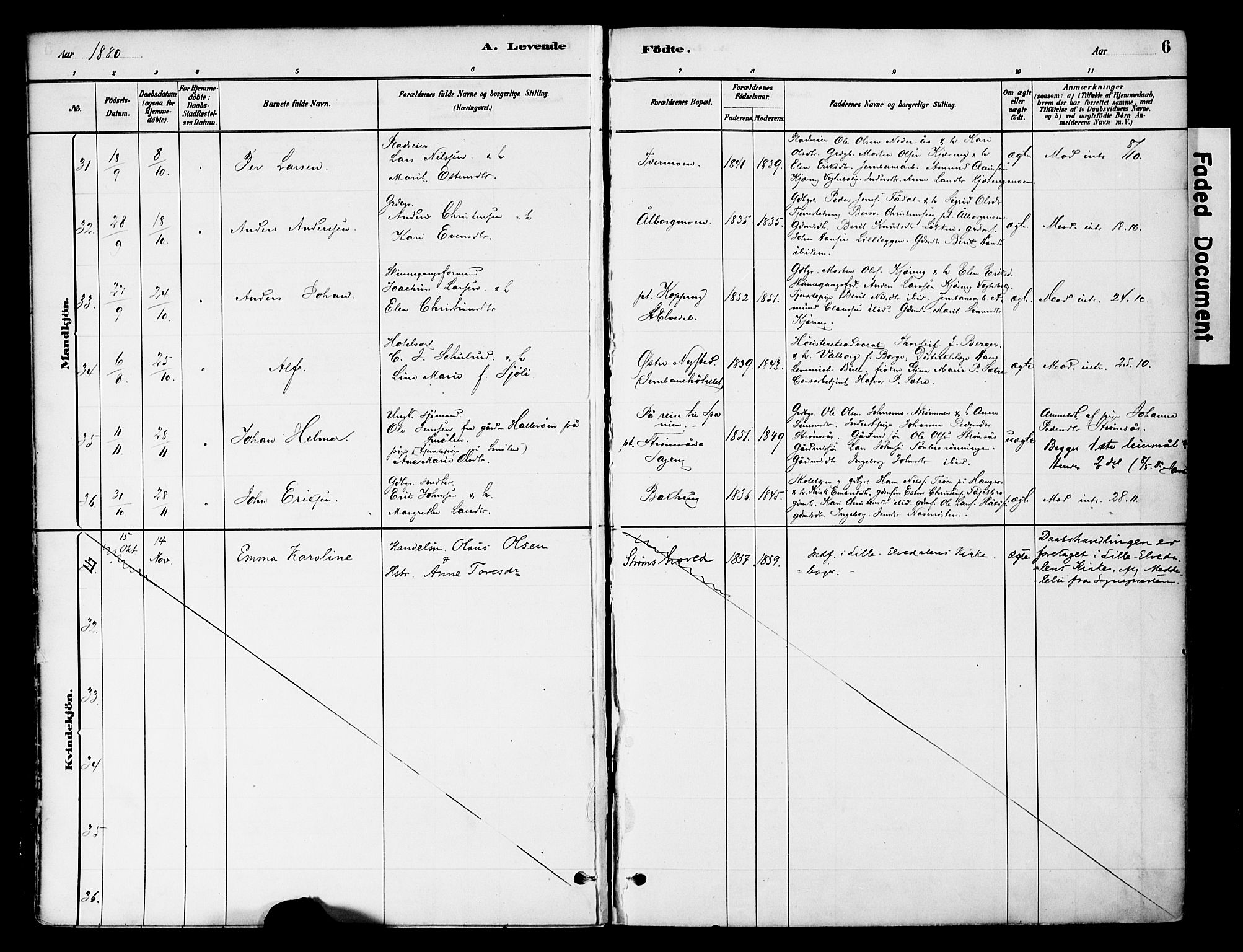 Tynset prestekontor, SAH/PREST-058/H/Ha/Haa/L0022: Parish register (official) no. 22, 1880-1899, p. 6