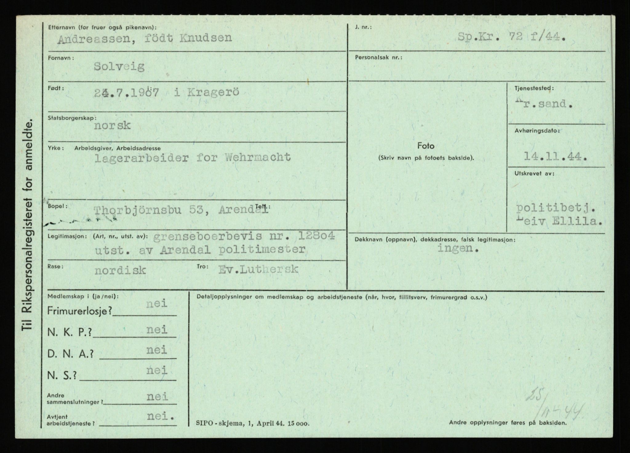 Statspolitiet - Hovedkontoret / Osloavdelingen, AV/RA-S-1329/C/Ca/L0001: Aabakken - Armann, 1943-1945, p. 3957