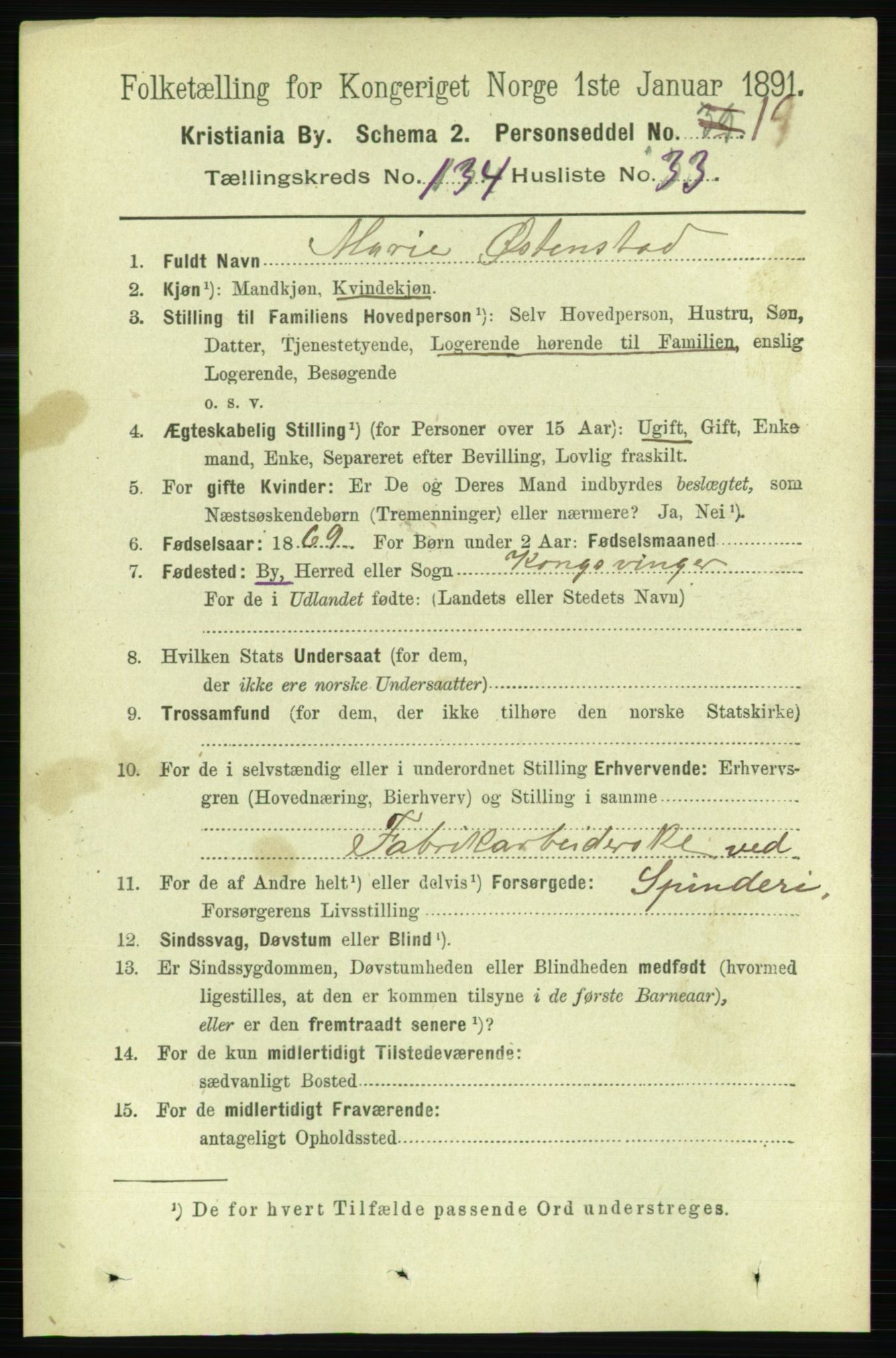 RA, 1891 census for 0301 Kristiania, 1891, p. 74207