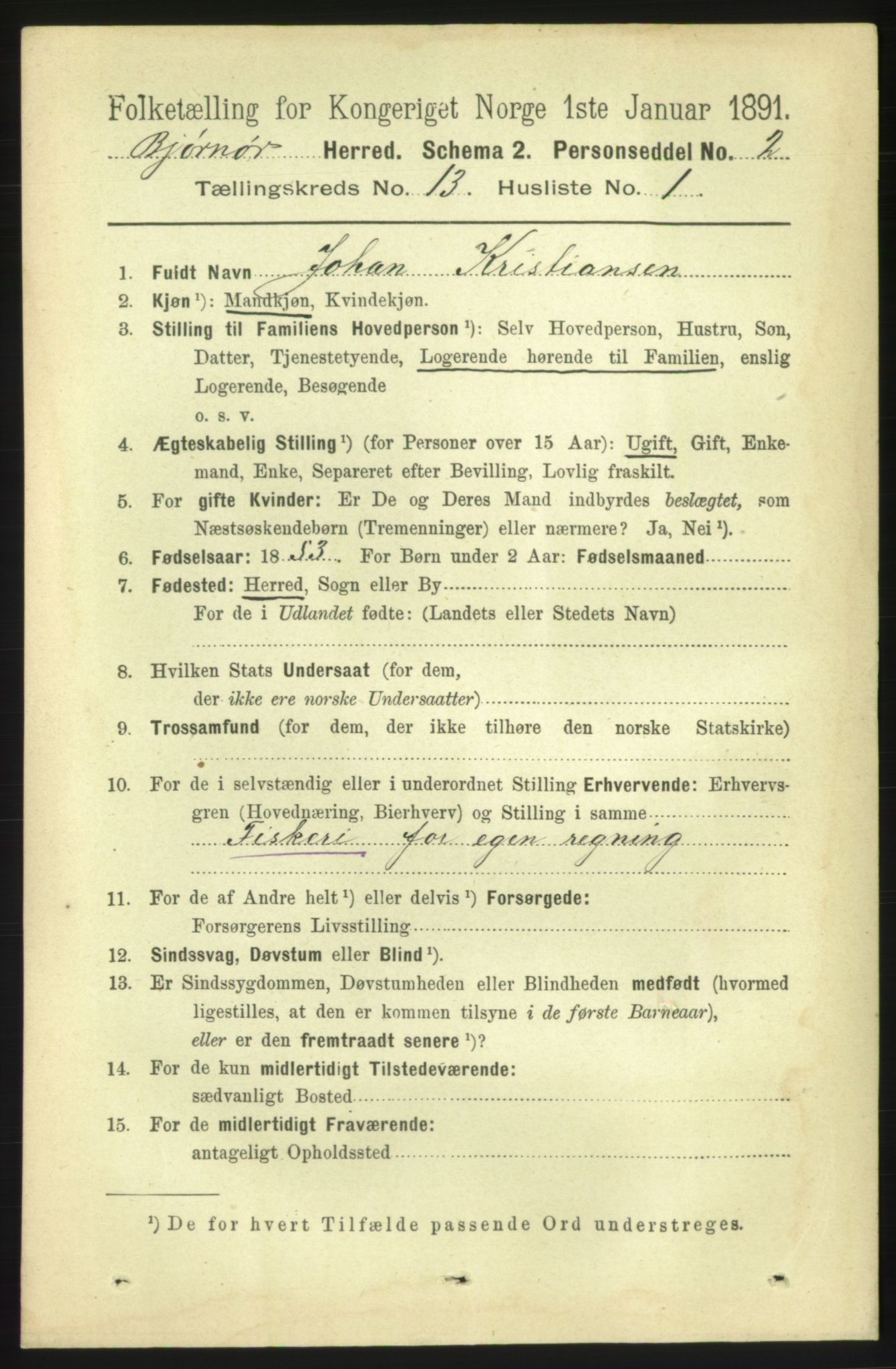 RA, 1891 census for 1632 Bjørnør, 1891, p. 5529