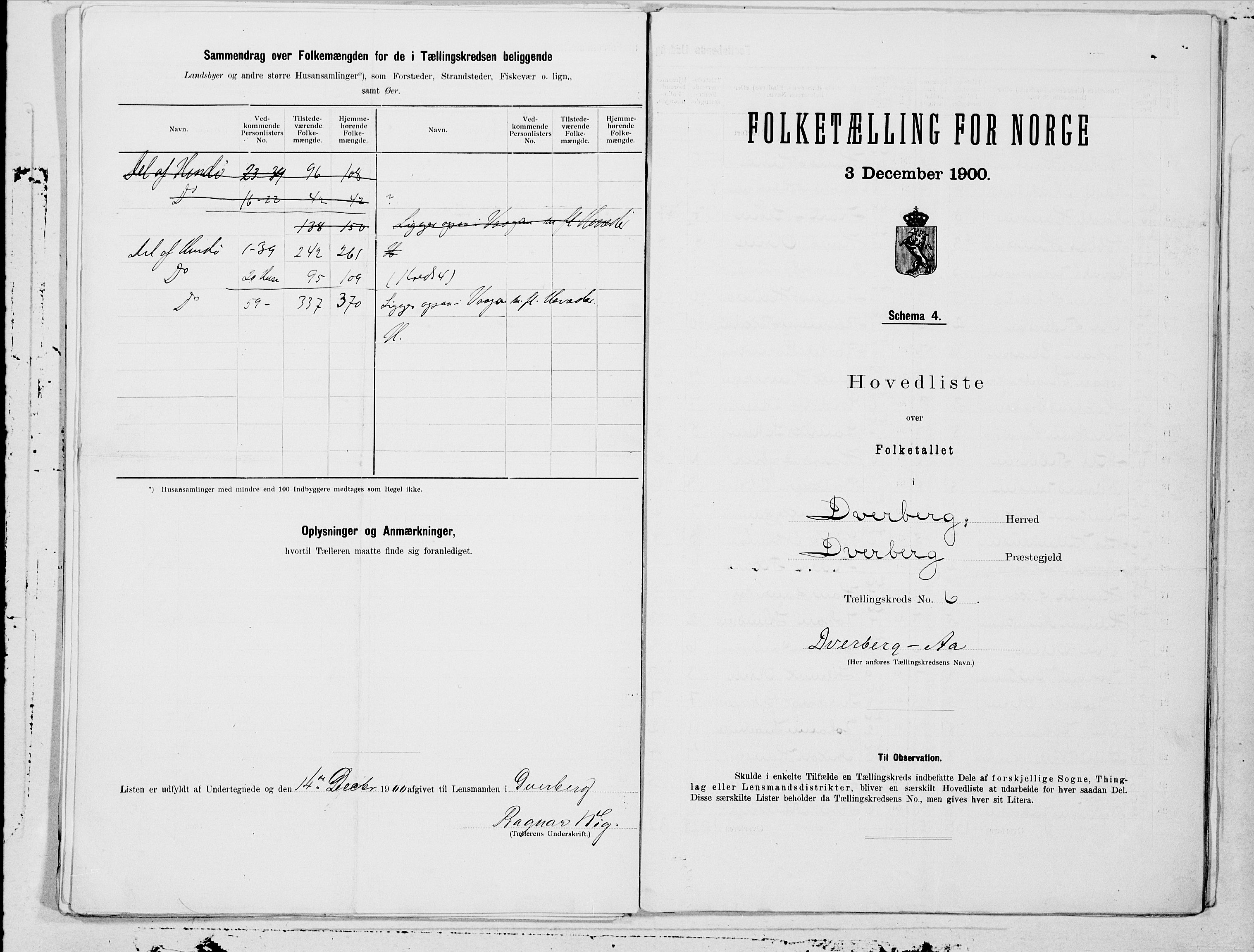 SAT, 1900 census for Dverberg, 1900, p. 12