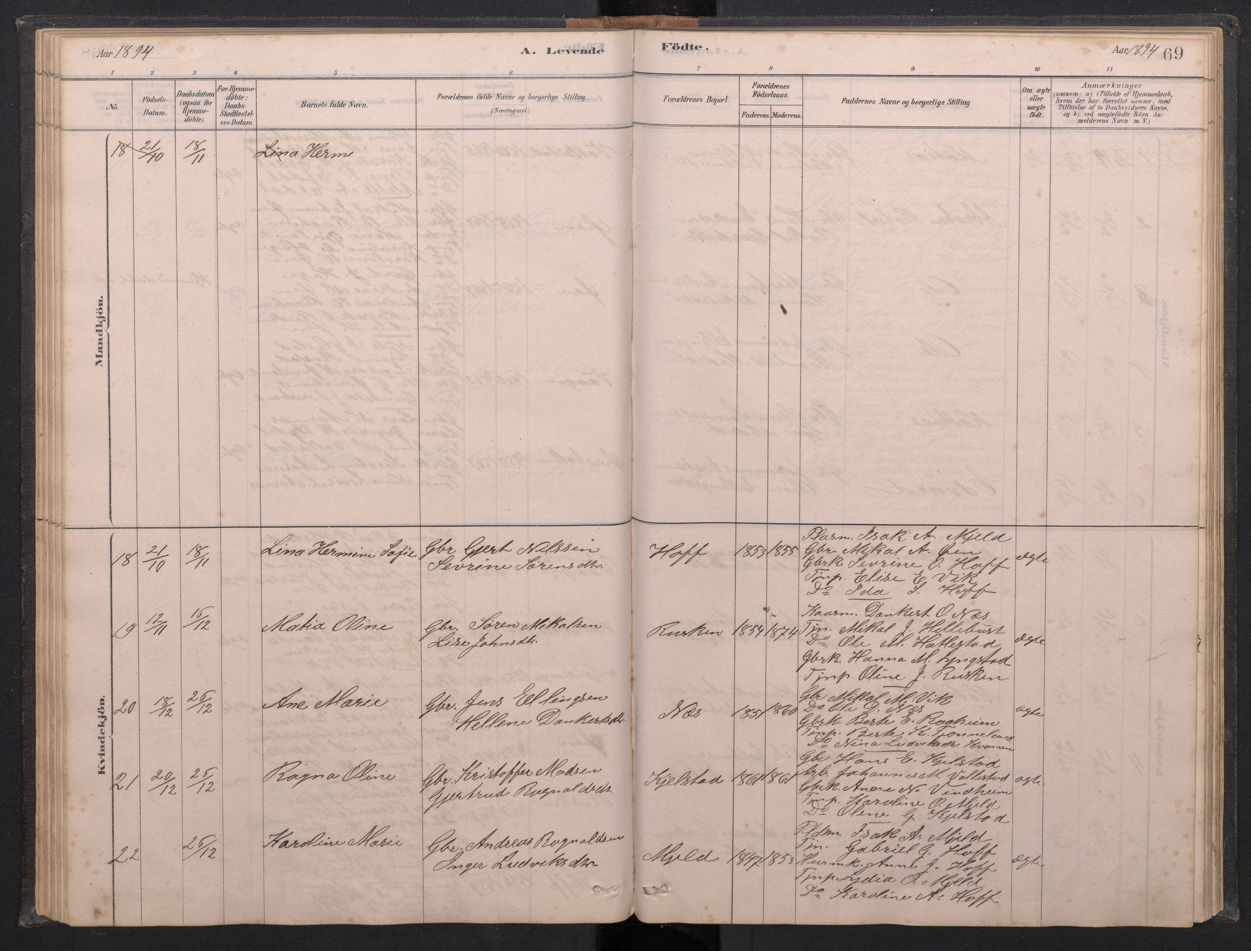 Gaular sokneprestembete, AV/SAB-A-80001/H/Hab: Parish register (copy) no. C 3, 1878-1897, p. 68b-69a