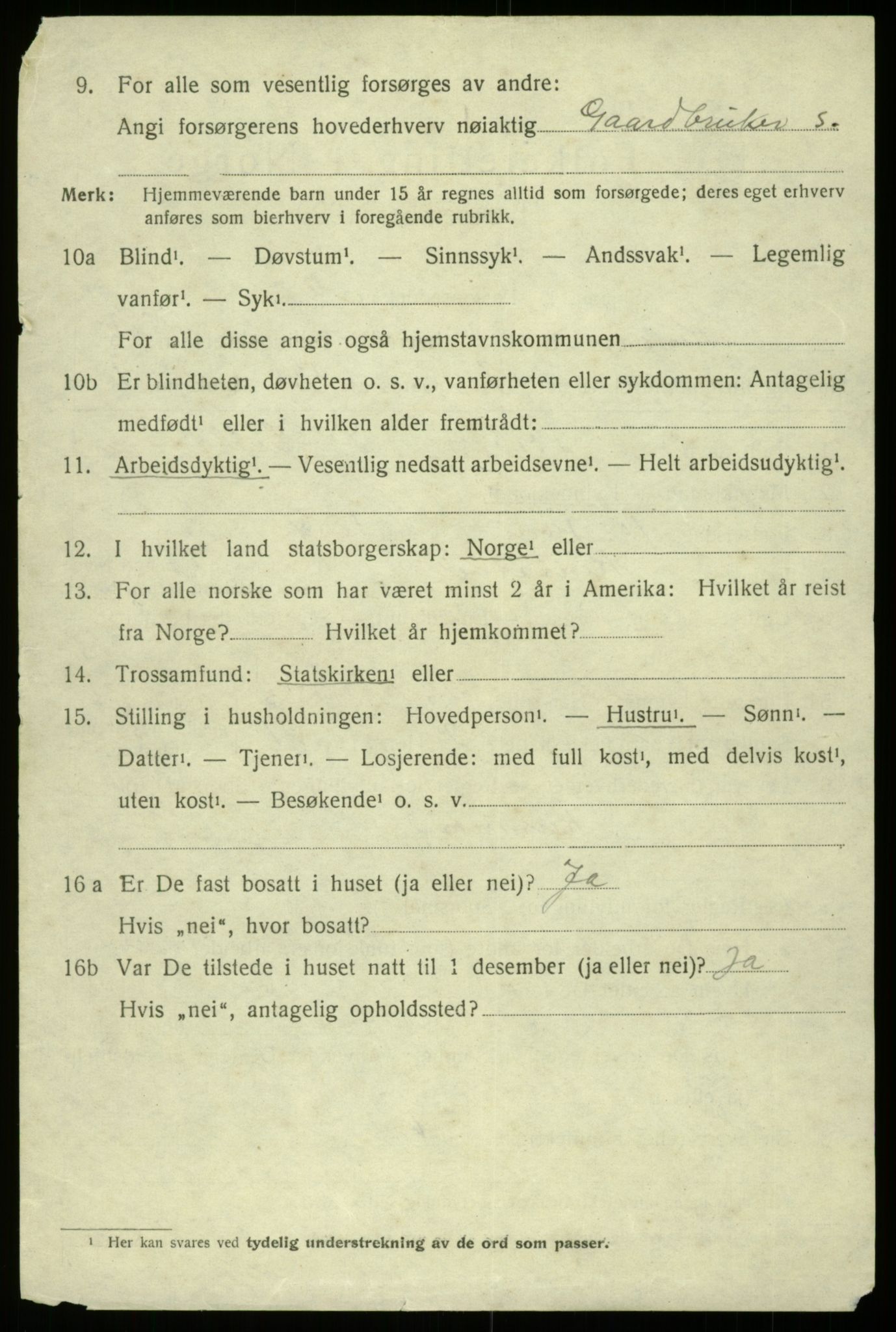 SAB, 1920 census for Kinsarvik, 1920, p. 3595