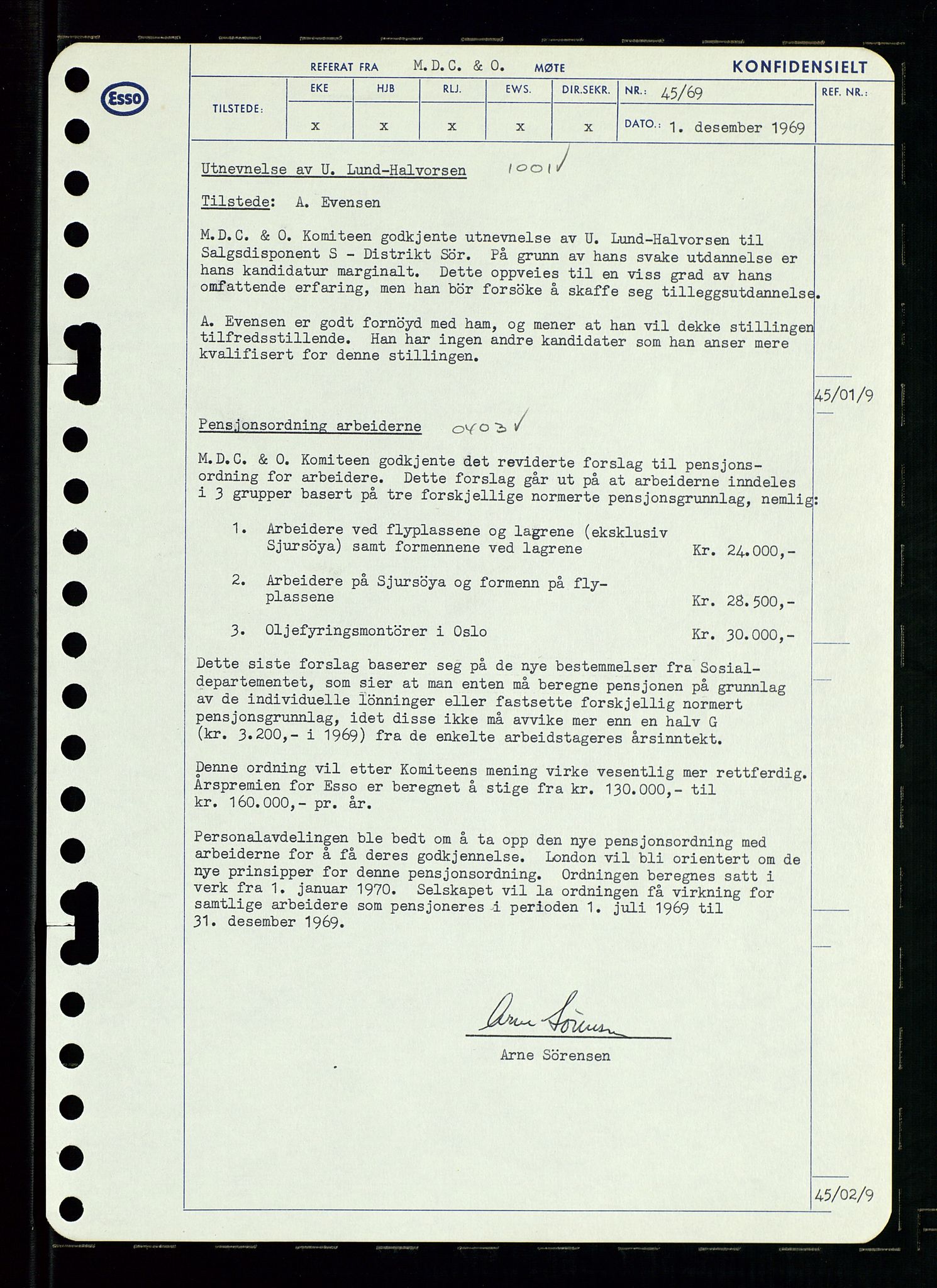 Pa 0982 - Esso Norge A/S, SAST/A-100448/A/Aa/L0003/0001: Den administrerende direksjon Board minutes (styrereferater) og Bedriftforsamlingsprotokoll / Den administrerende direksjon Board minutes (styrereferater), 1969, p. 193