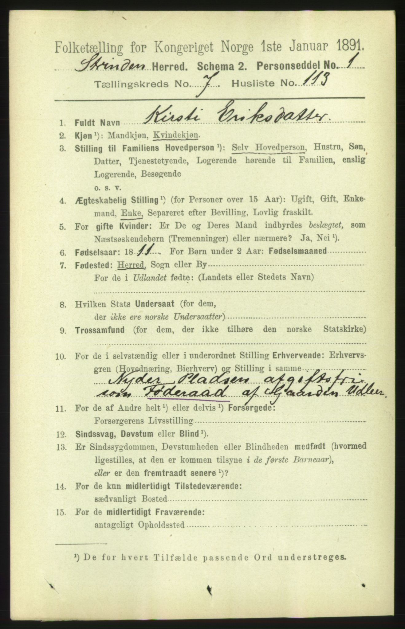 RA, 1891 census for 1660 Strinda, 1891, p. 6967