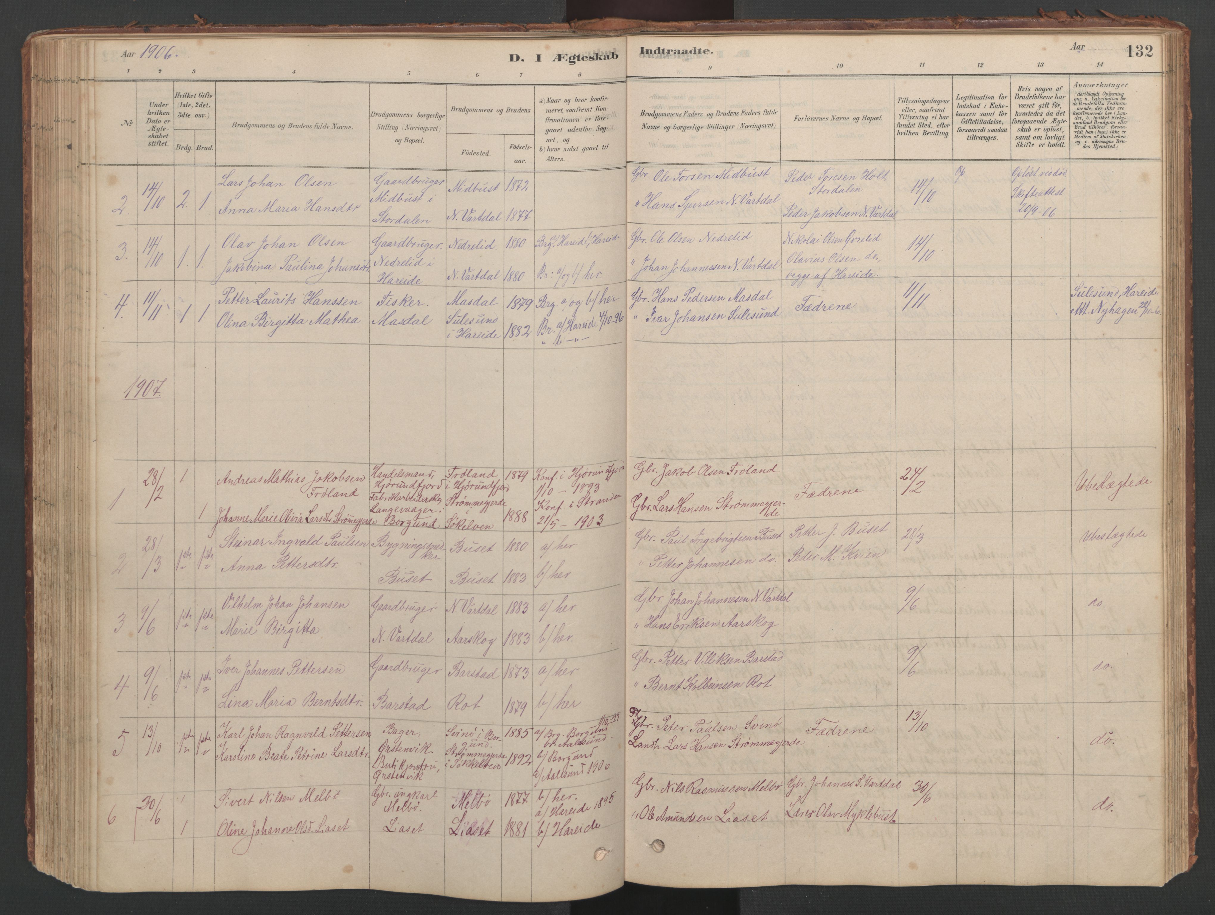 Ministerialprotokoller, klokkerbøker og fødselsregistre - Møre og Romsdal, SAT/A-1454/514/L0201: Parish register (copy) no. 514C01, 1878-1919, p. 132